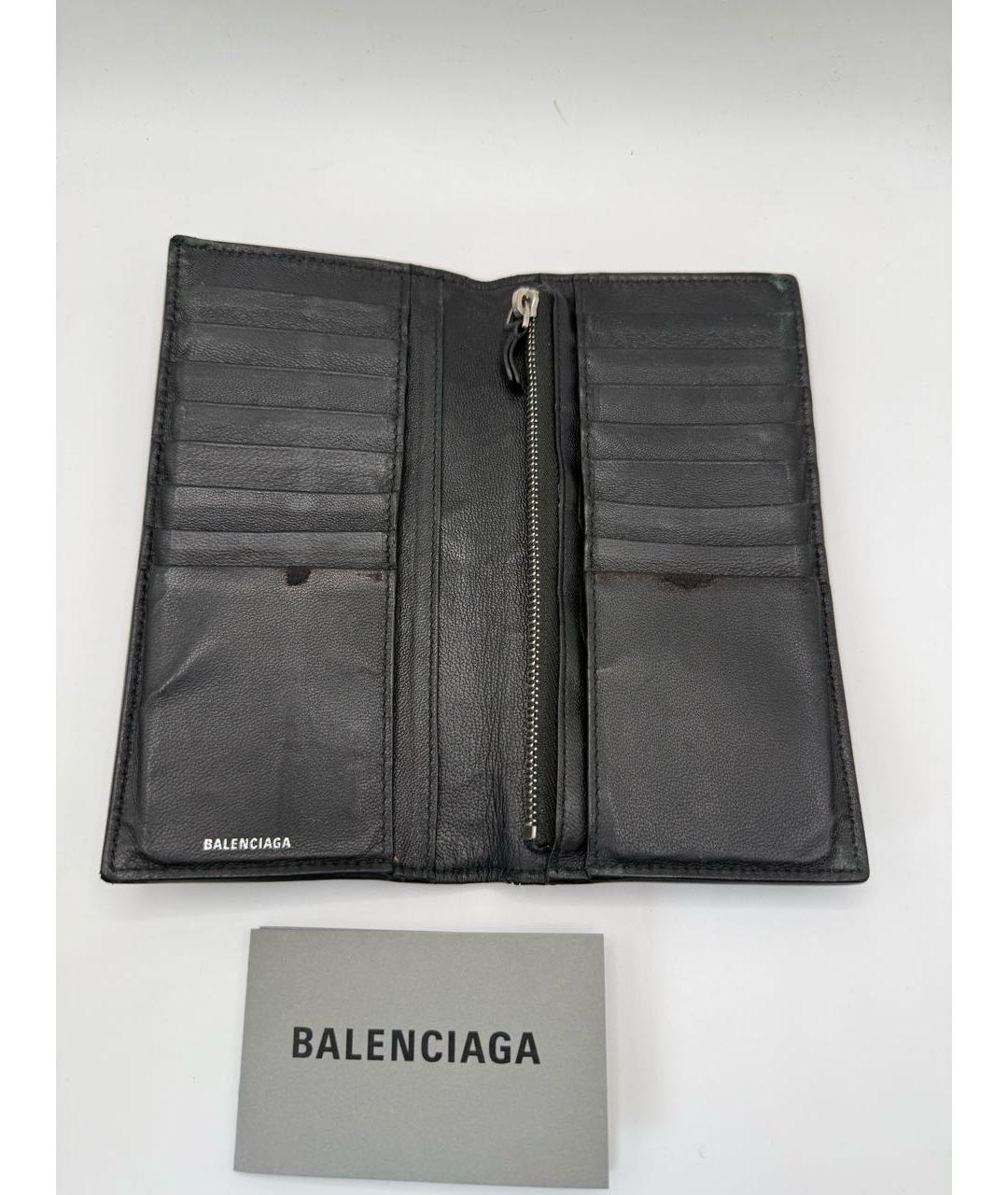 BALENCIAGA Черный кожаный кошелек, фото 4