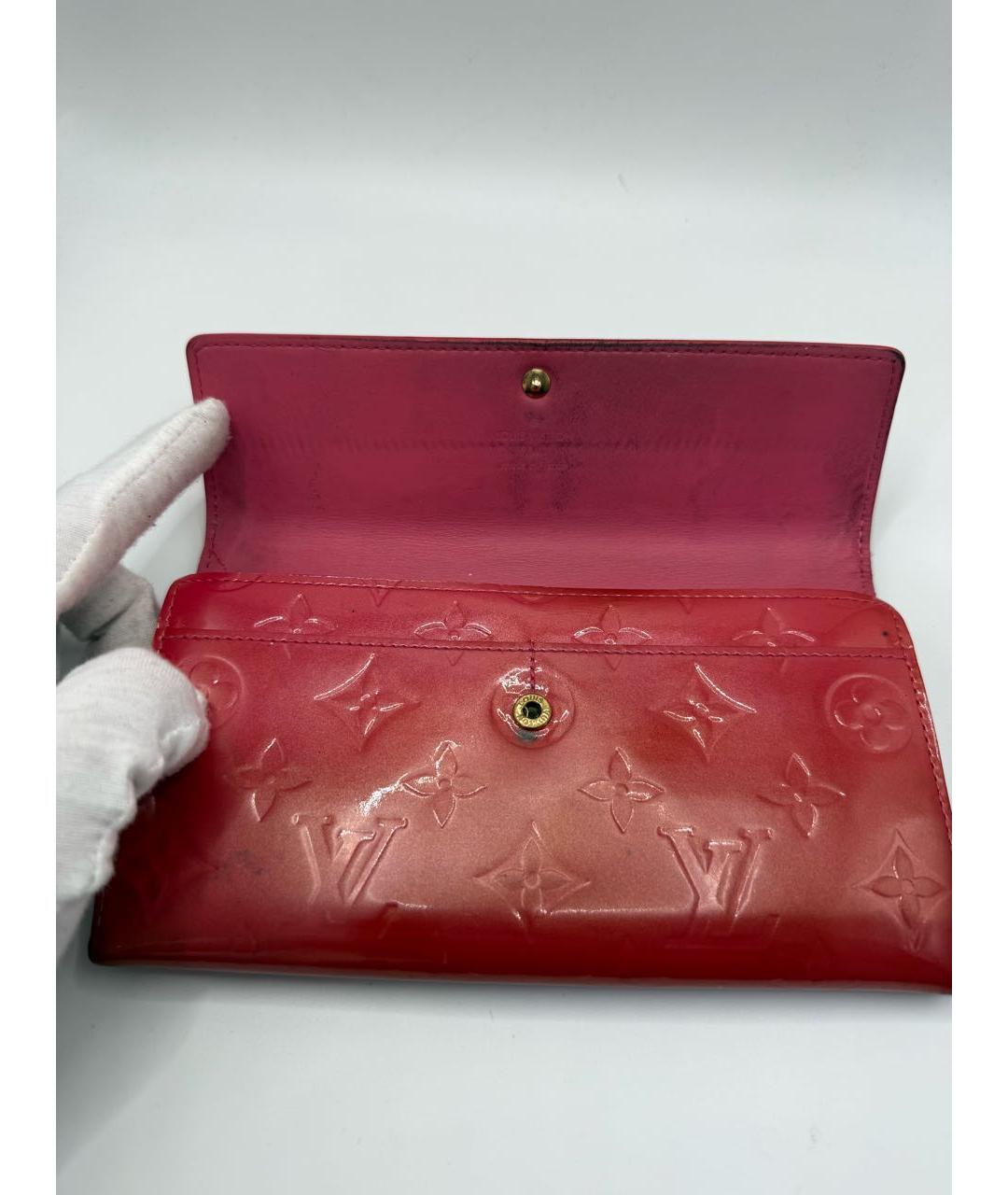 LOUIS VUITTON Красный кожаный кошелек, фото 6