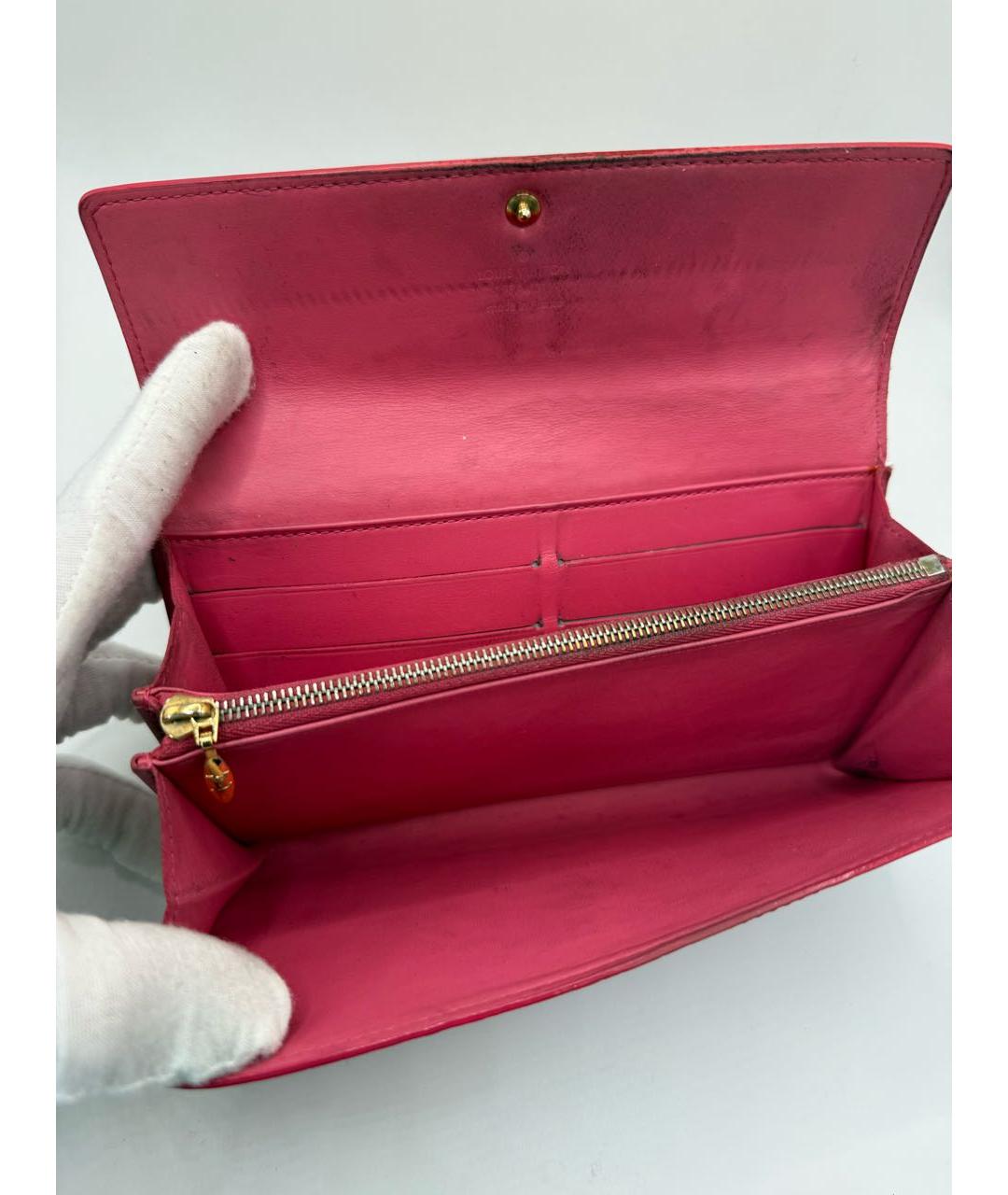 LOUIS VUITTON Красный кожаный кошелек, фото 8