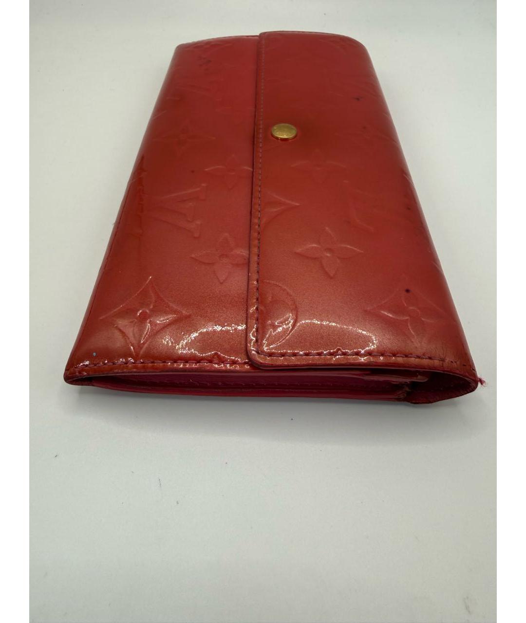 LOUIS VUITTON Красный кожаный кошелек, фото 3