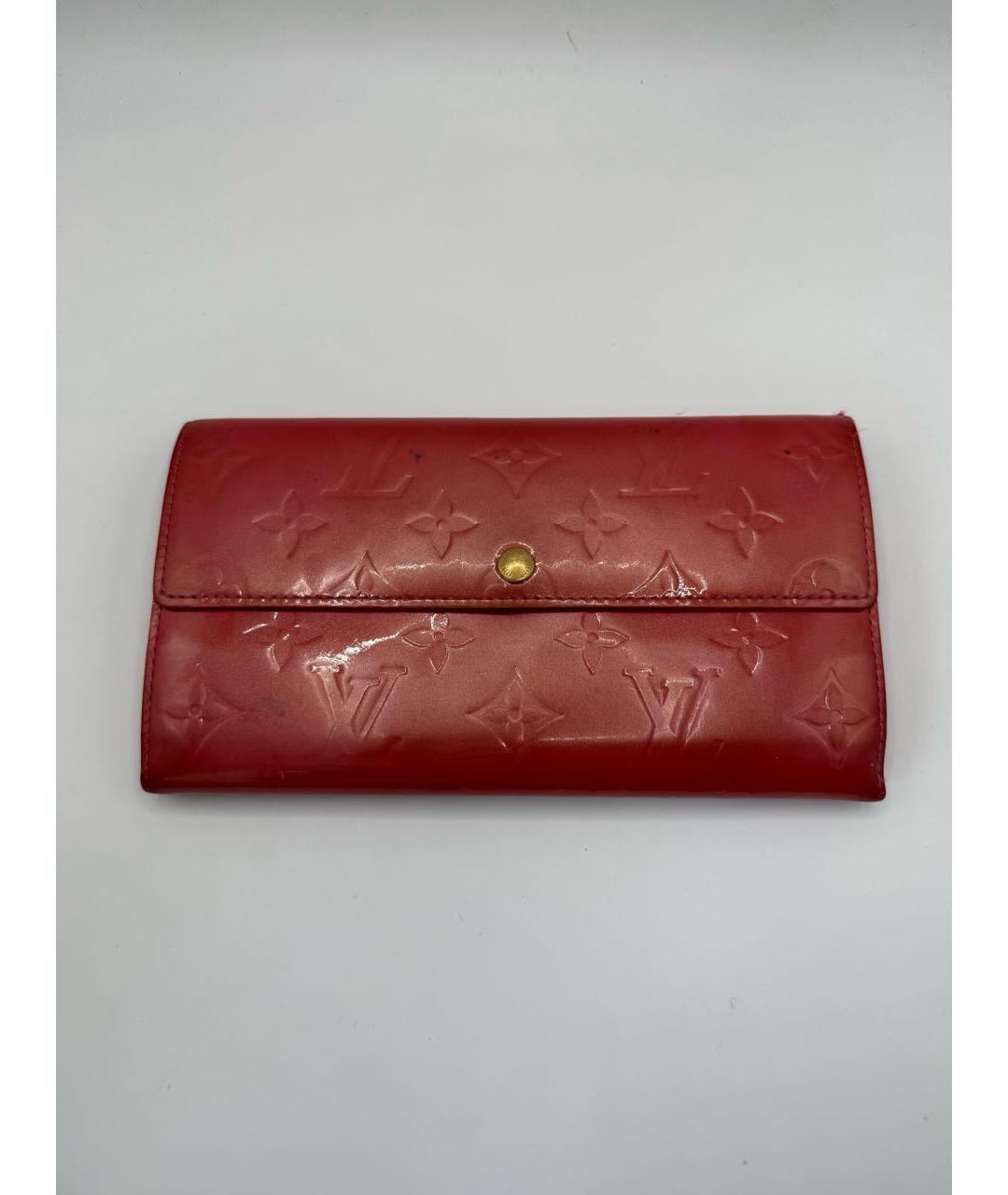 LOUIS VUITTON Красный кожаный кошелек, фото 9