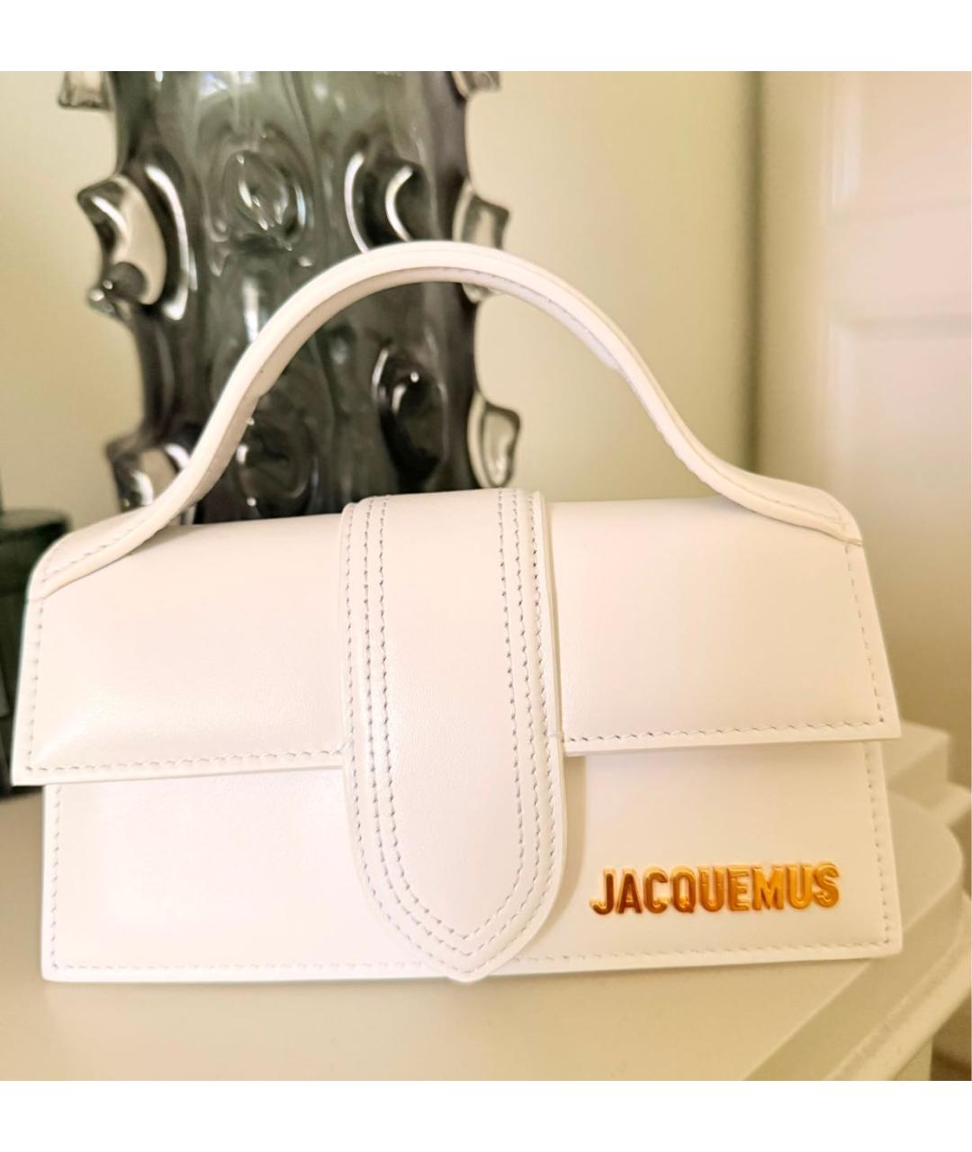 JACQUEMUS Белая кожаная сумка через плечо, фото 3