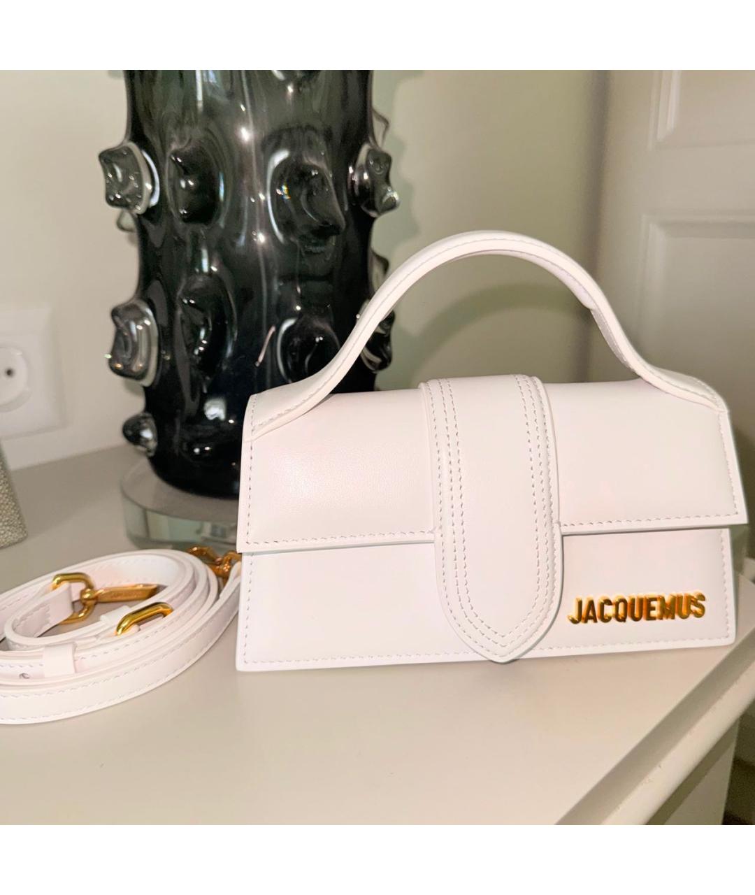 JACQUEMUS Белая кожаная сумка через плечо, фото 2