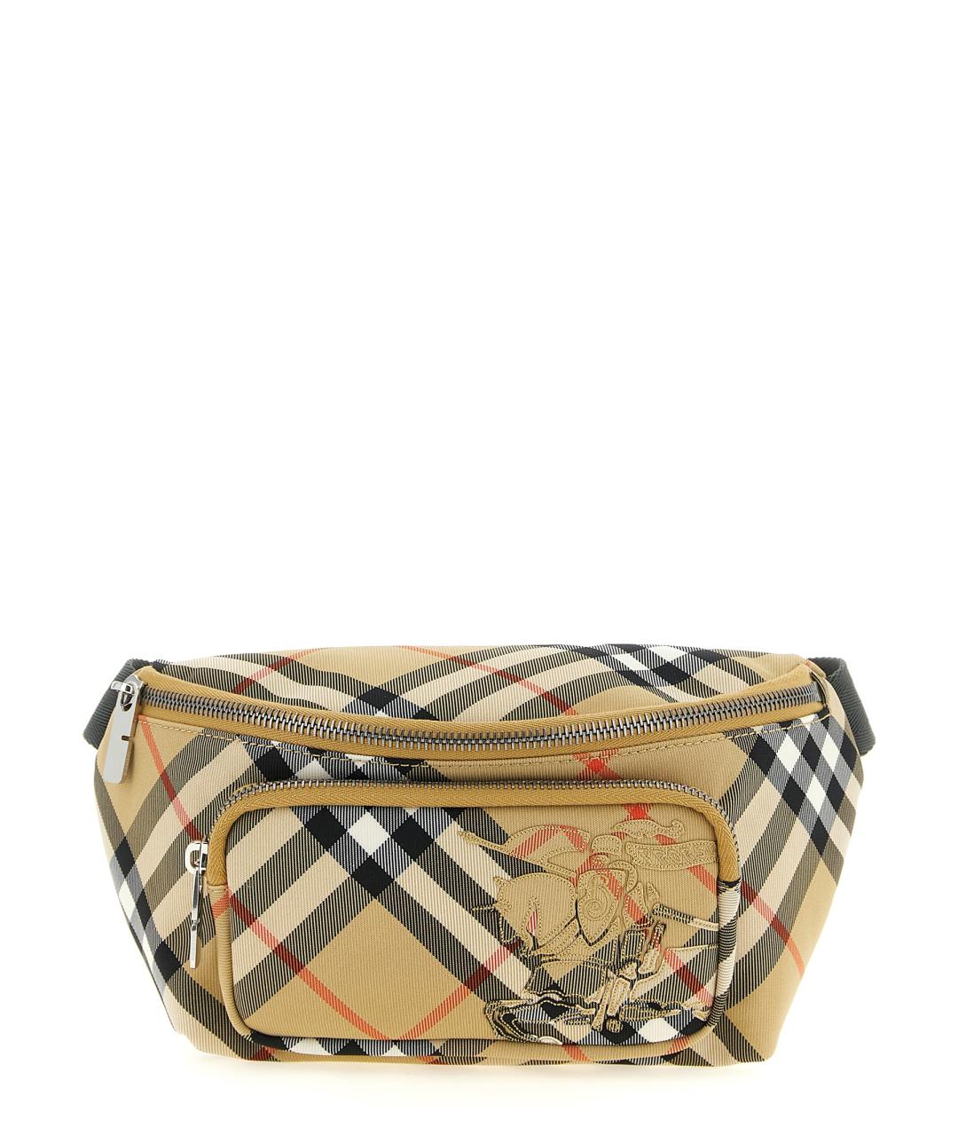 BURBERRY Бежевая тканевая поясная сумка, фото 1