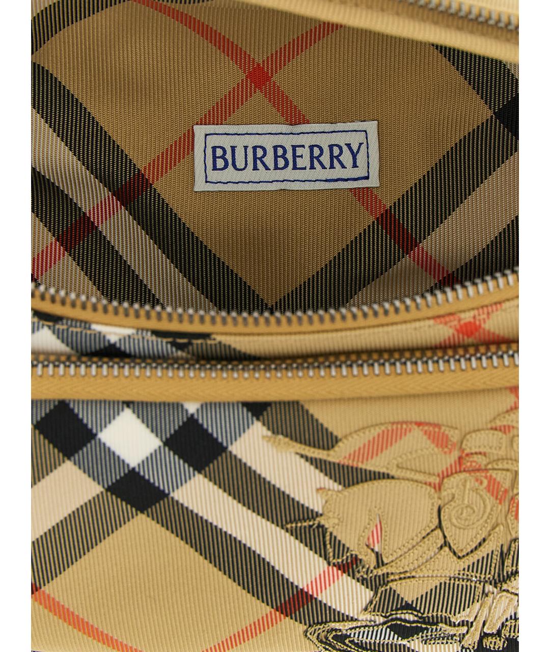 BURBERRY Бежевая тканевая поясная сумка, фото 4