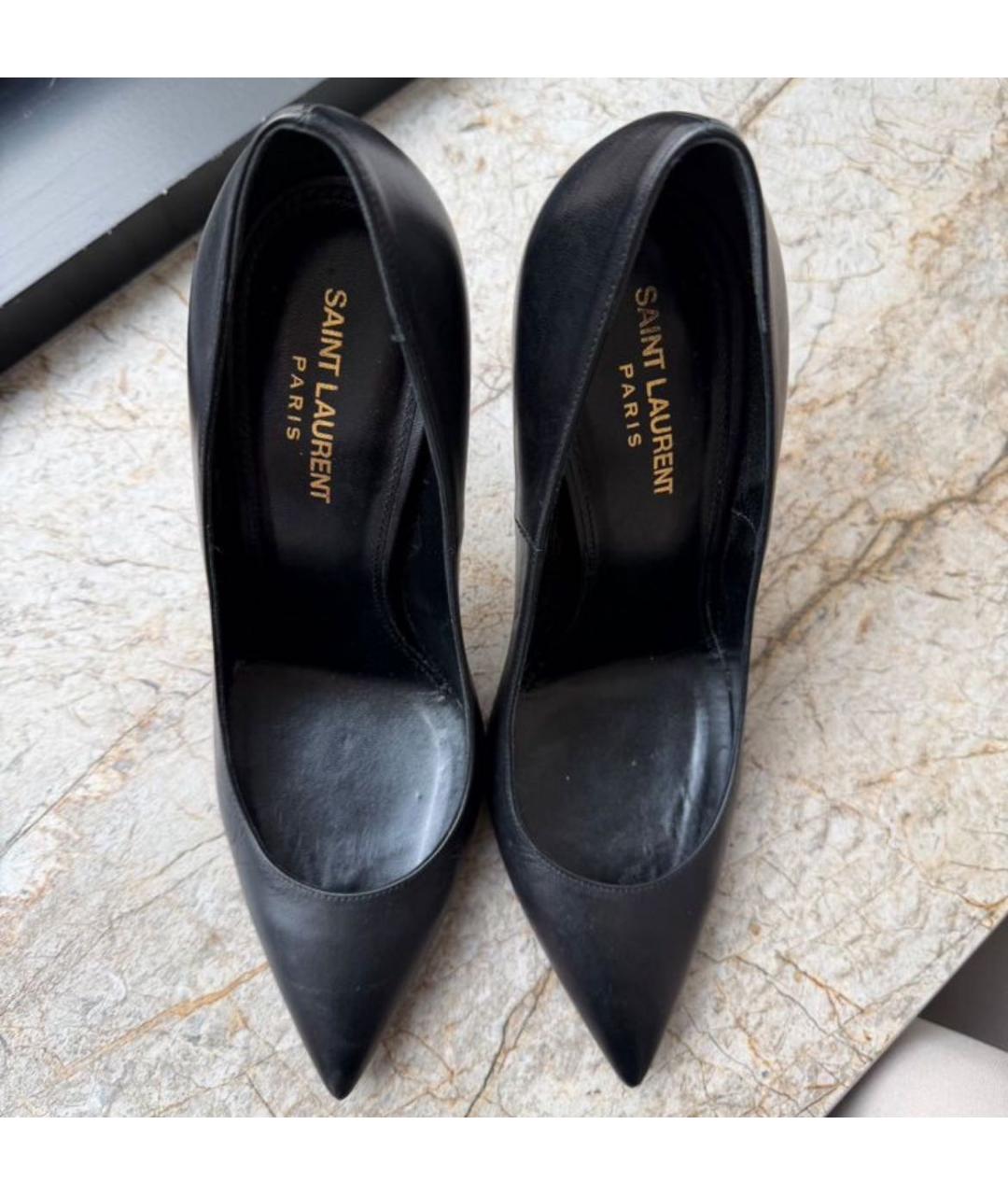 SAINT LAURENT Черные кожаные туфли, фото 3