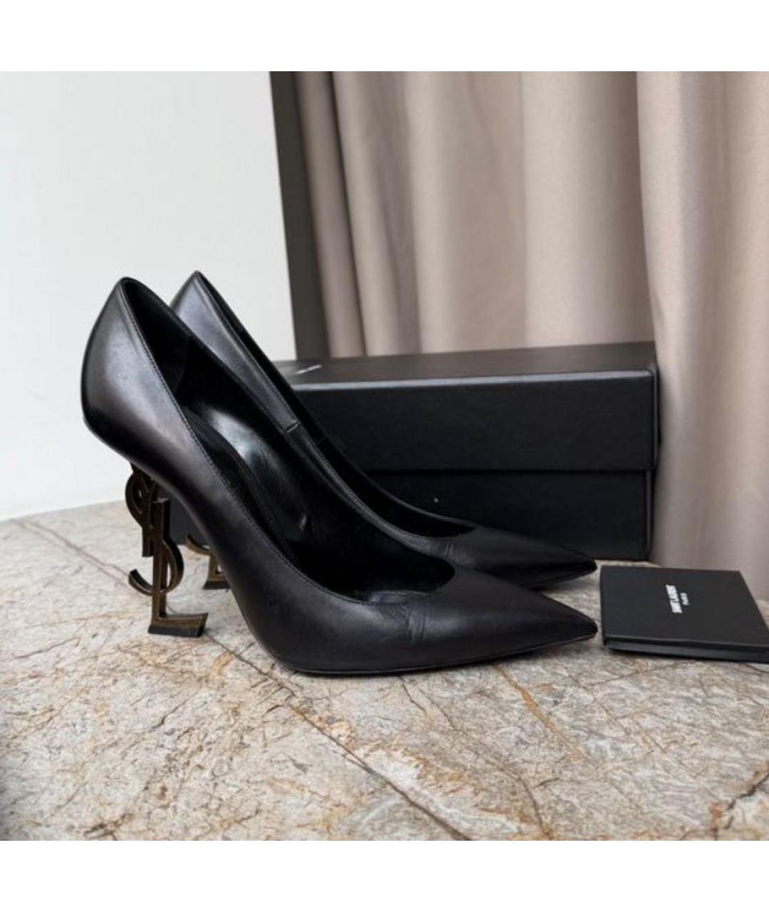 SAINT LAURENT Черные кожаные туфли, фото 6
