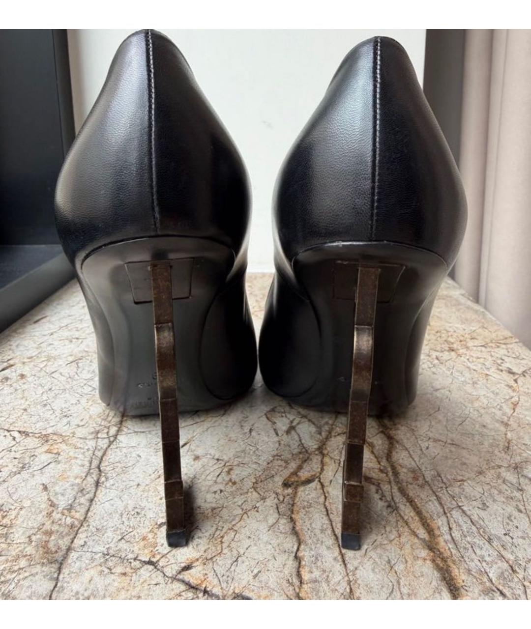 SAINT LAURENT Черные кожаные туфли, фото 4