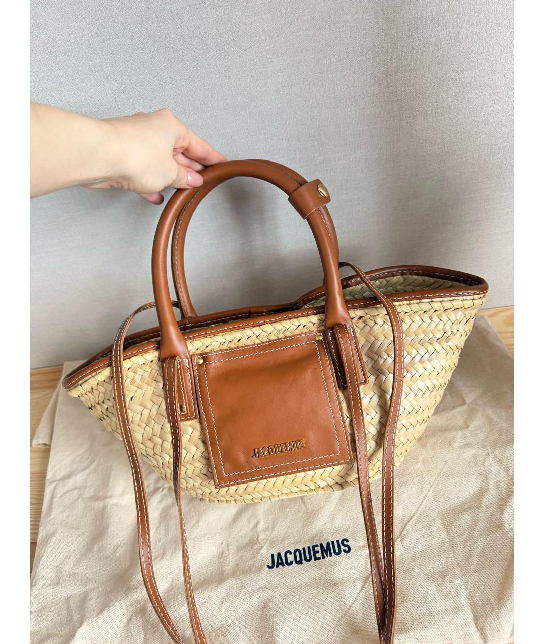 JACQUEMUS Коричневая пляжная сумка из канвы, фото 2