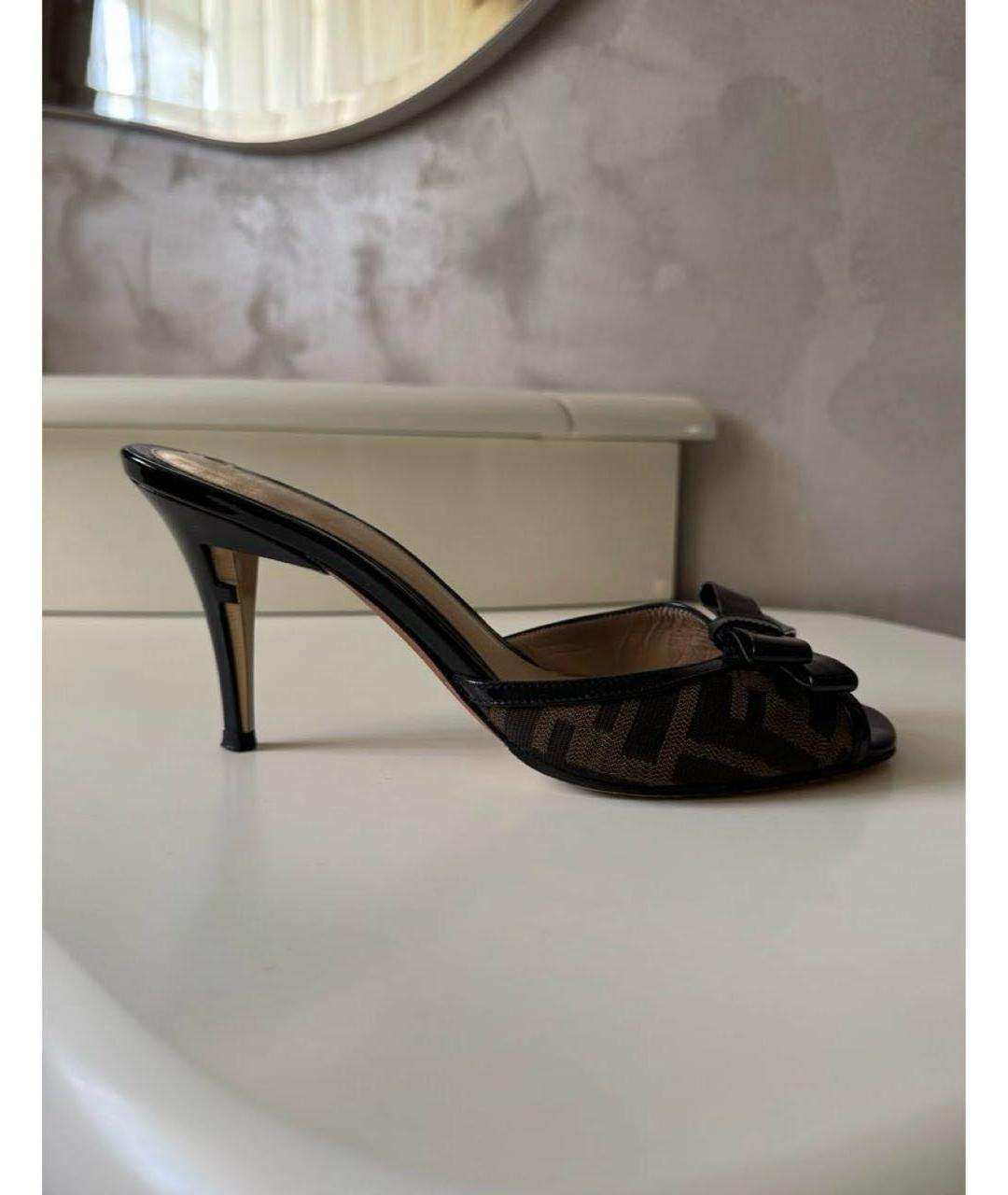FENDI Черные кожаные мюли, фото 8
