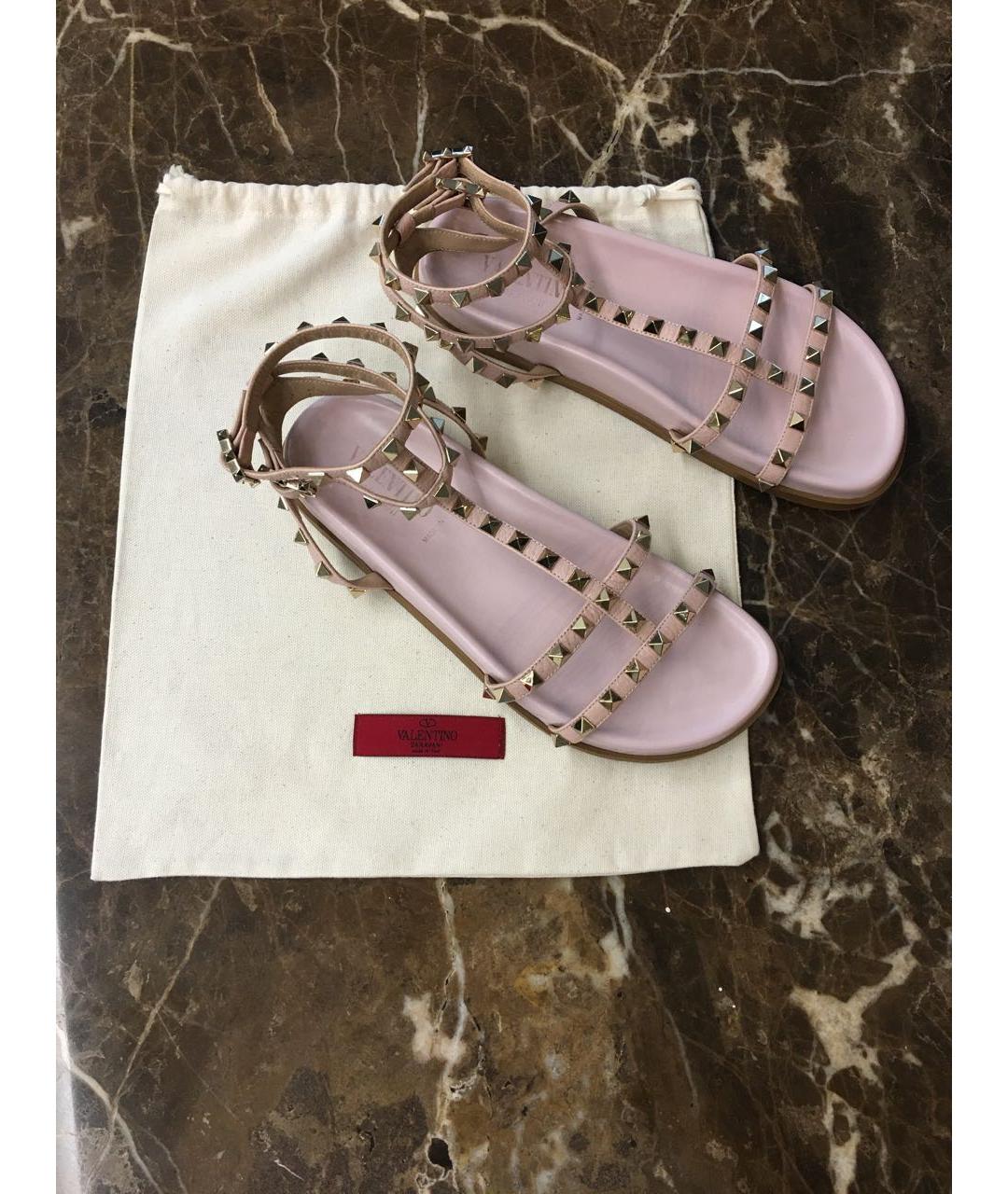 VALENTINO Розовые кожаные сандалии, фото 5