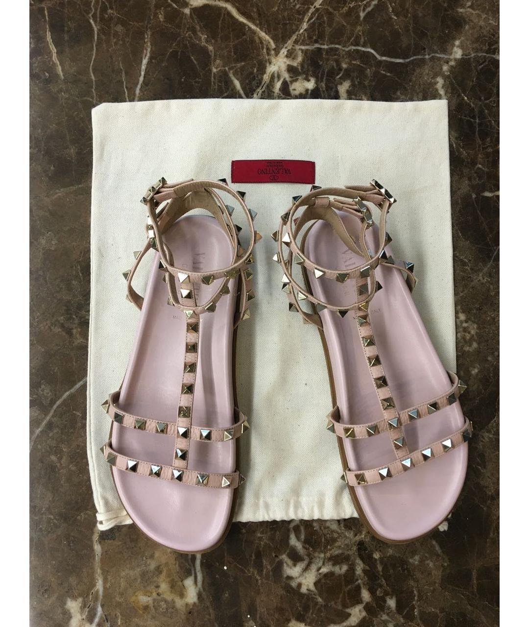 VALENTINO Розовые кожаные сандалии, фото 2