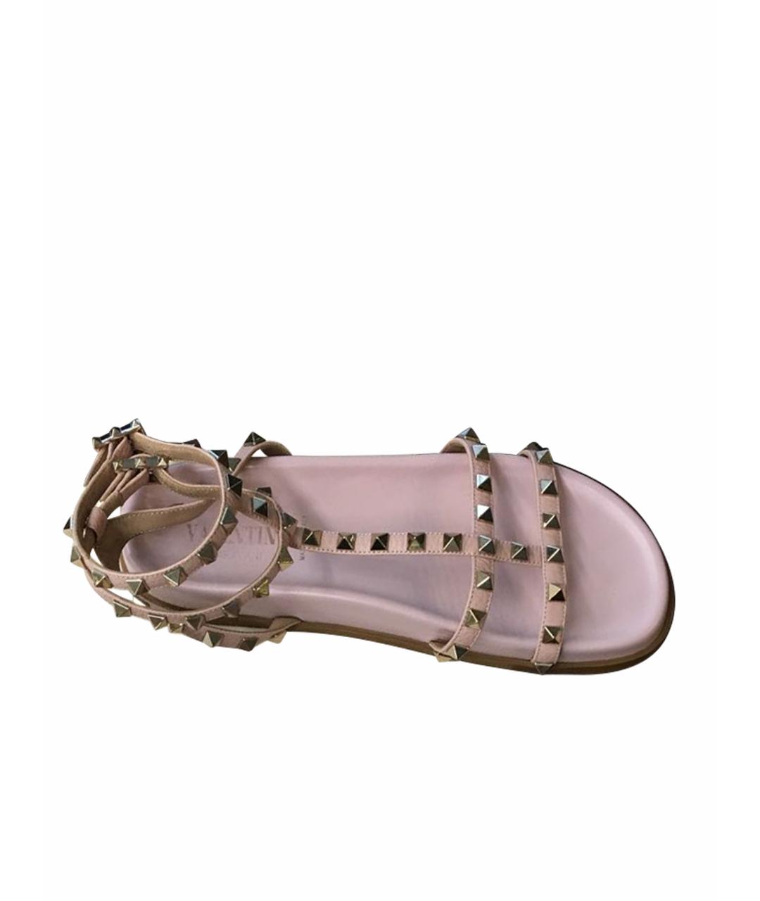 VALENTINO Розовые кожаные сандалии, фото 1