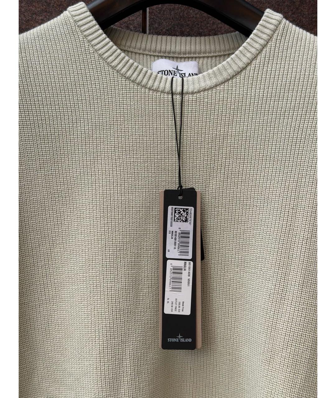 STONE ISLAND Зеленый хлопковый джемпер / свитер, фото 5