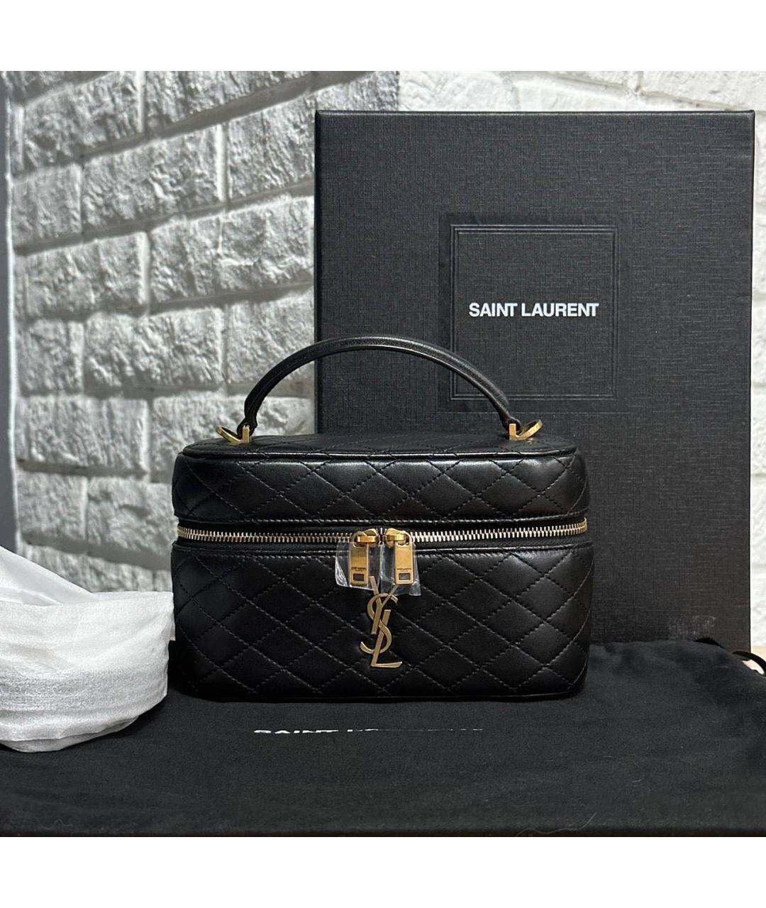 SAINT LAURENT Черная кожаная сумка через плечо, фото 5