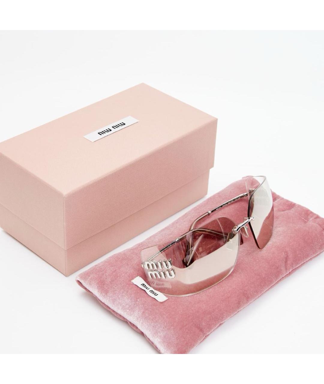 MIU MIU Бежевые пластиковые солнцезащитные очки, фото 4