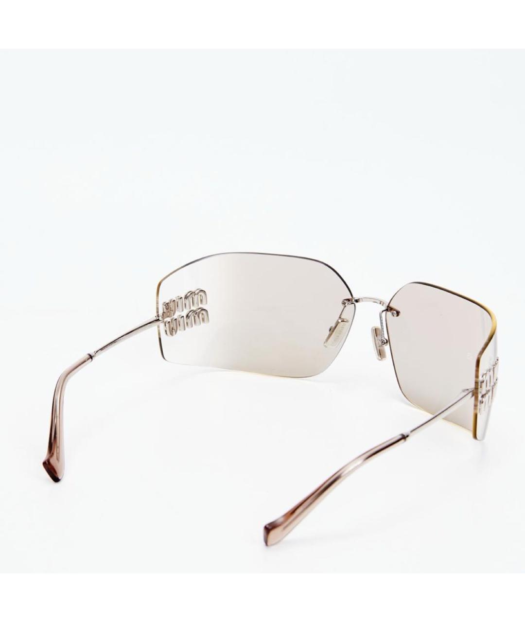 MIU MIU Бежевые пластиковые солнцезащитные очки, фото 3