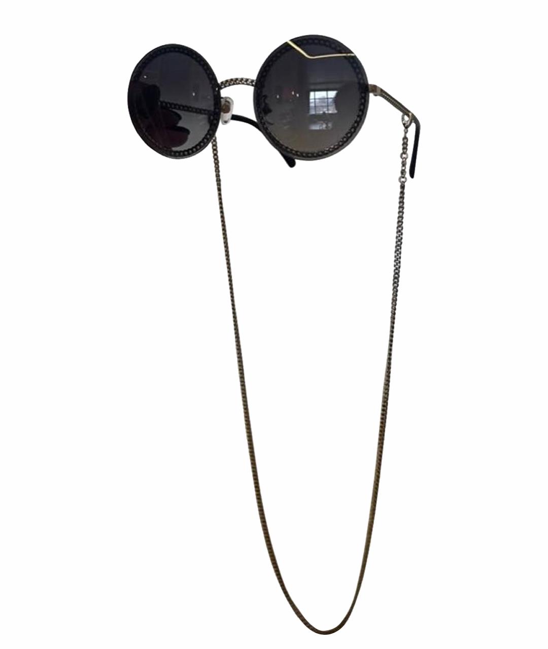 CHANEL Черные металлические солнцезащитные очки, фото 1