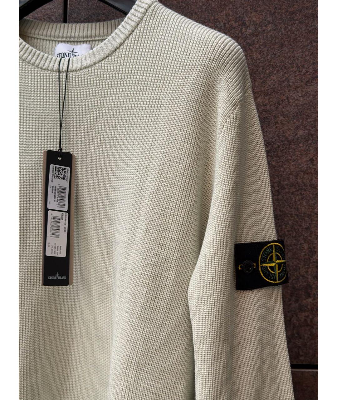 STONE ISLAND Белый хлопковый джемпер / свитер, фото 2