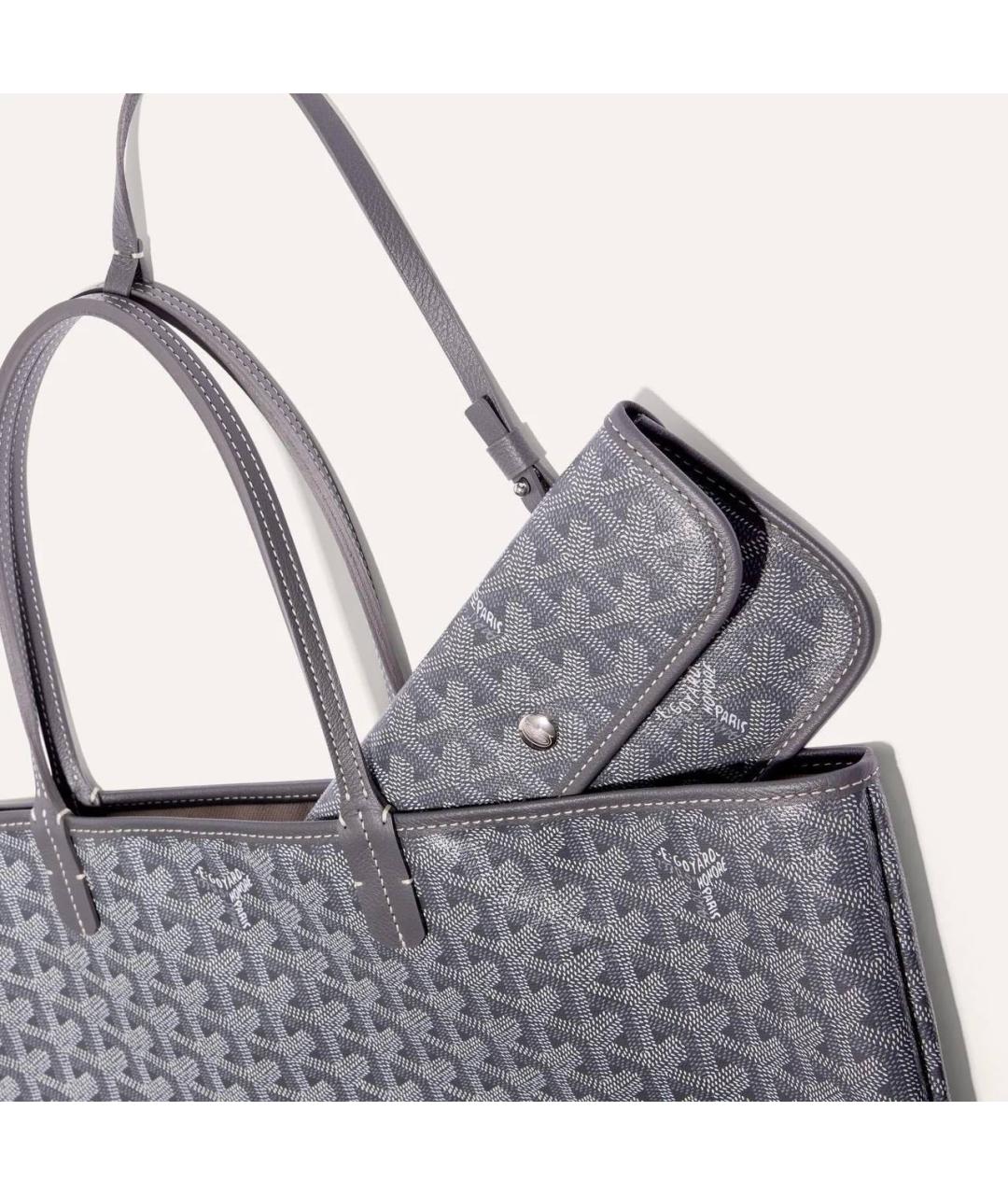 GOYARD Серая кожаная сумка тоут, фото 4