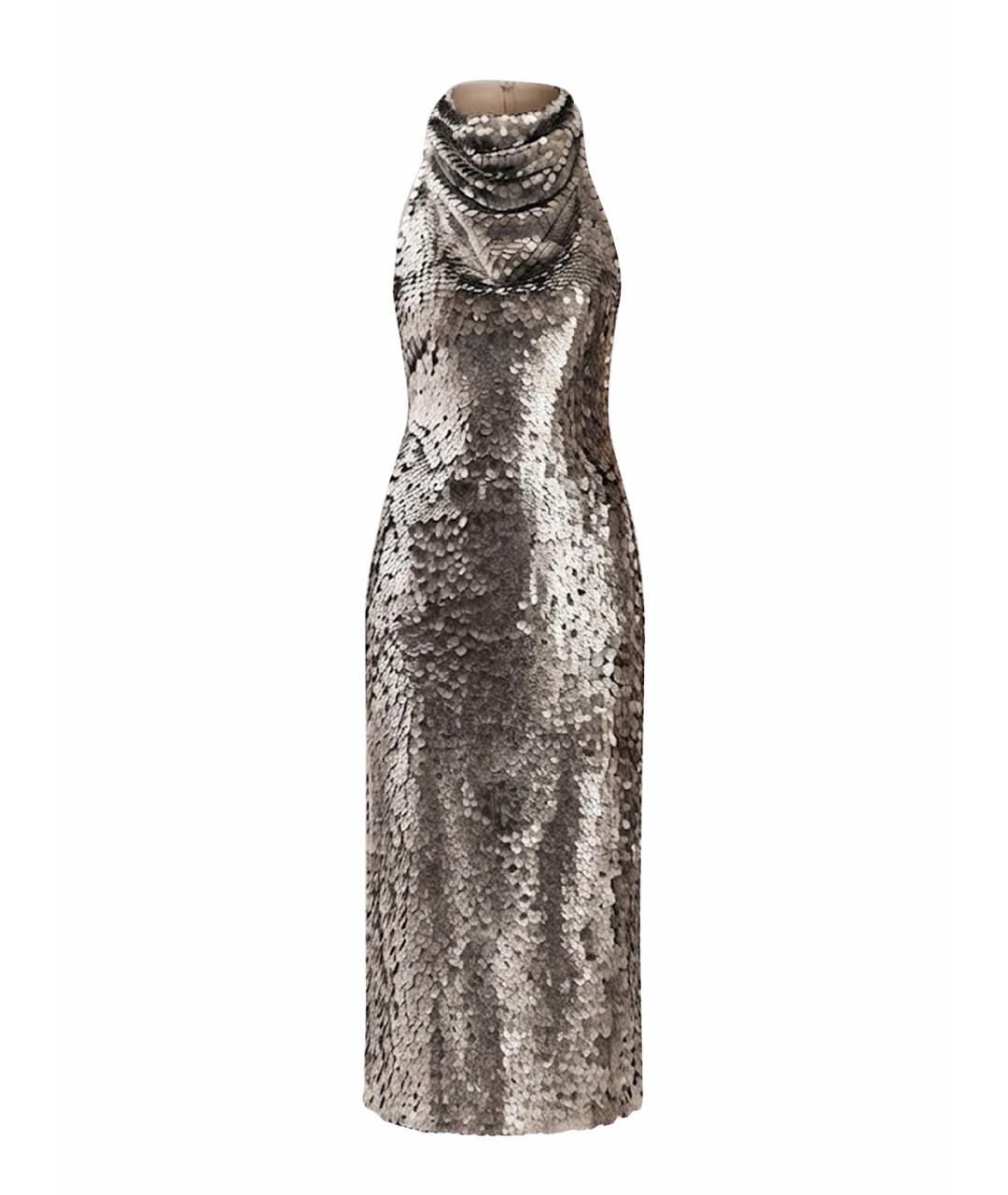 BOTTEGA VENETA Серебряное вискозное вечернее платье, фото 1