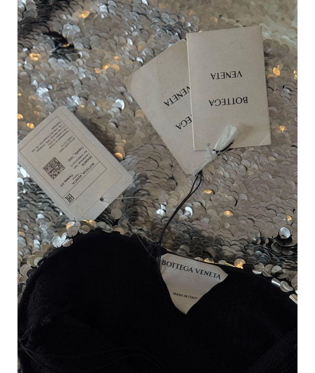 BOTTEGA VENETA Серебряное вискозное вечернее платье, фото 3