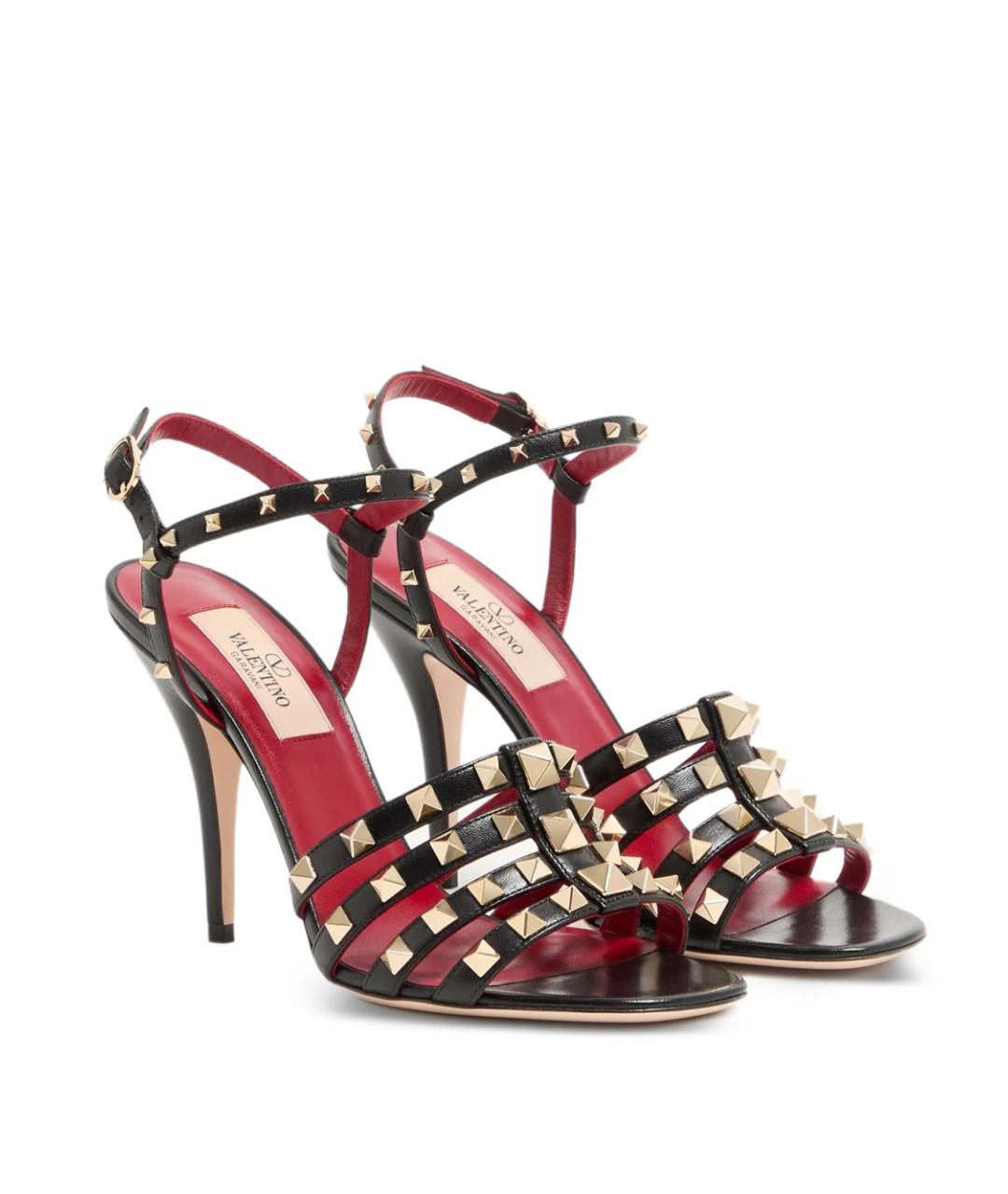 VALENTINO Черные кожаные босоножки, фото 2