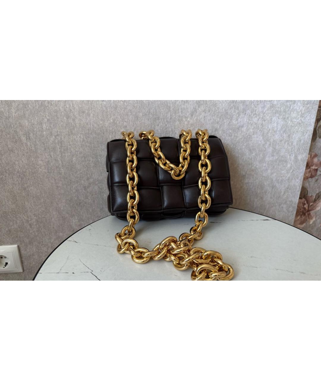 BOTTEGA VENETA Коричневая кожаная сумка через плечо, фото 5