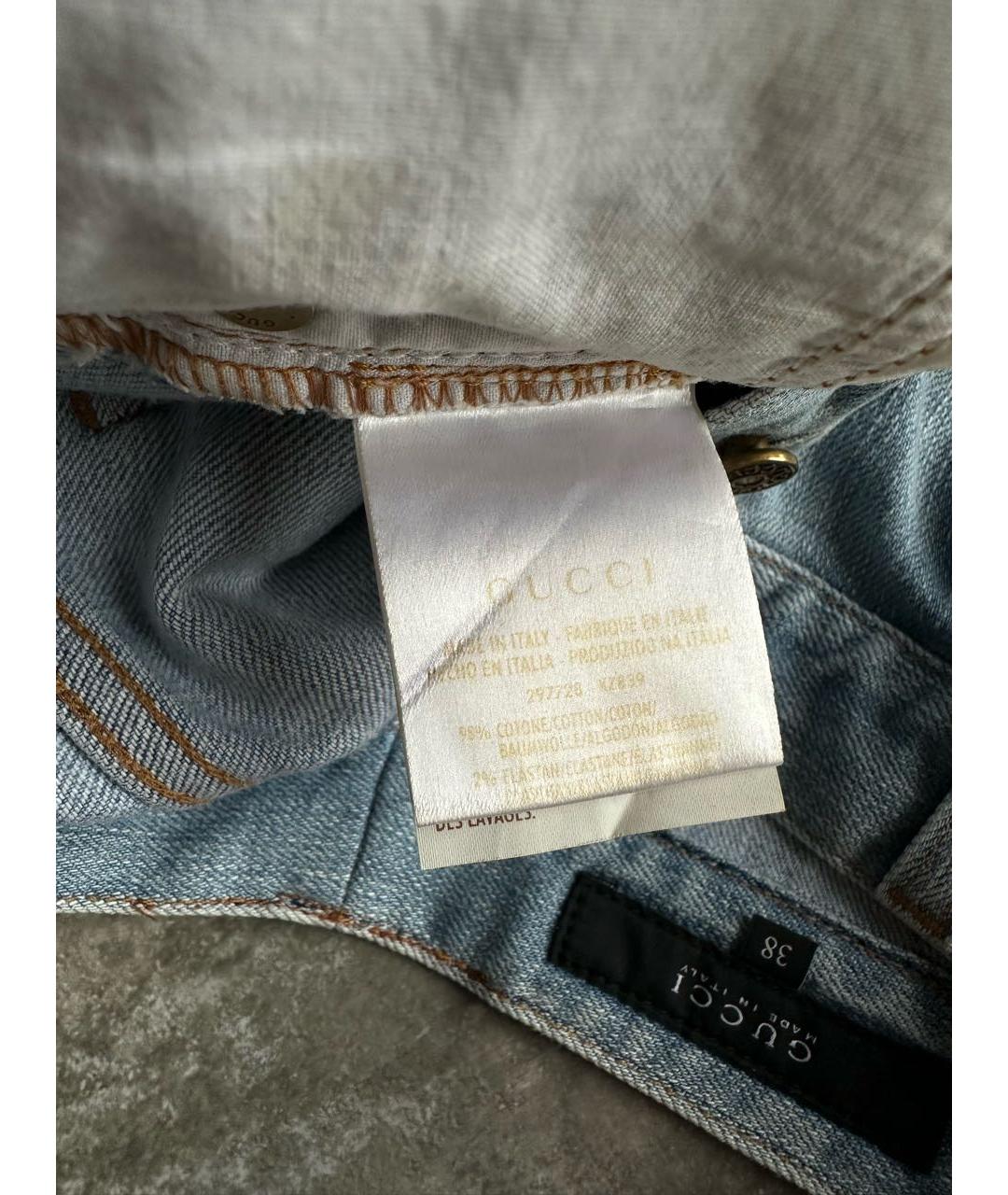 GUCCI Голубая хлопко-эластановая юбка мини, фото 7
