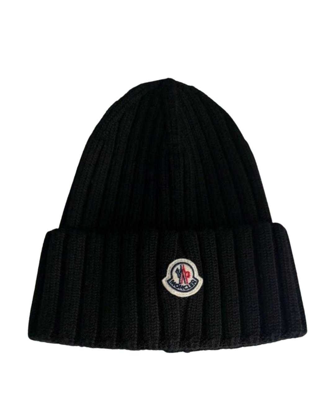 MONCLER Черная шерстяная шапка, фото 1