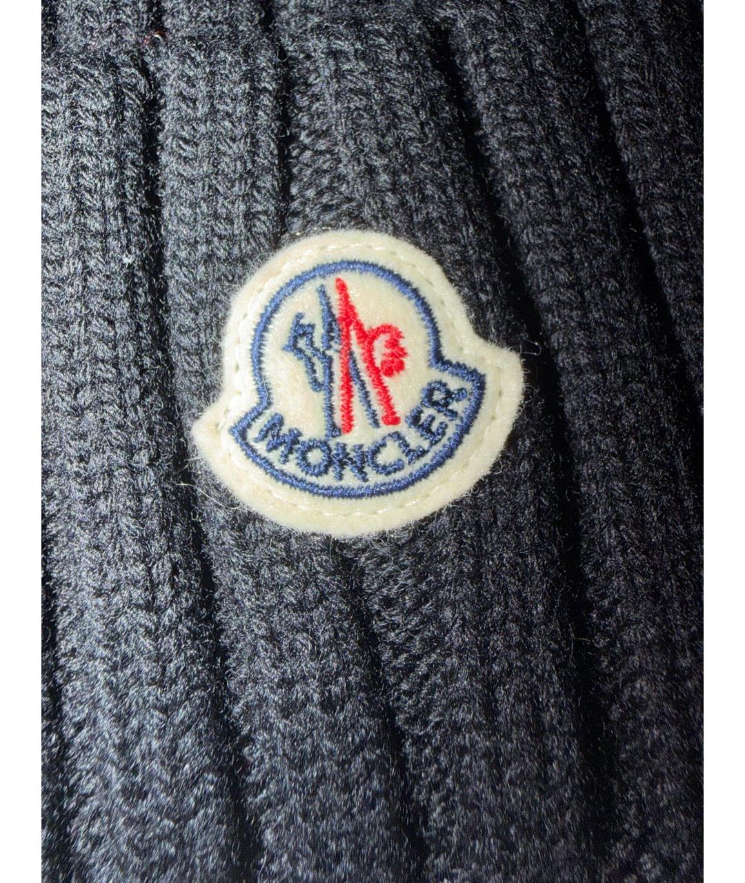 MONCLER Черная шерстяная шапка, фото 3