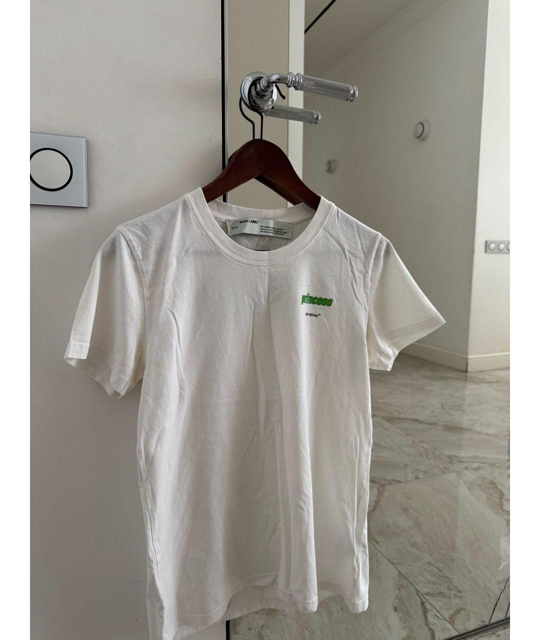 OFF-WHITE Белая хлопковая футболка, фото 3