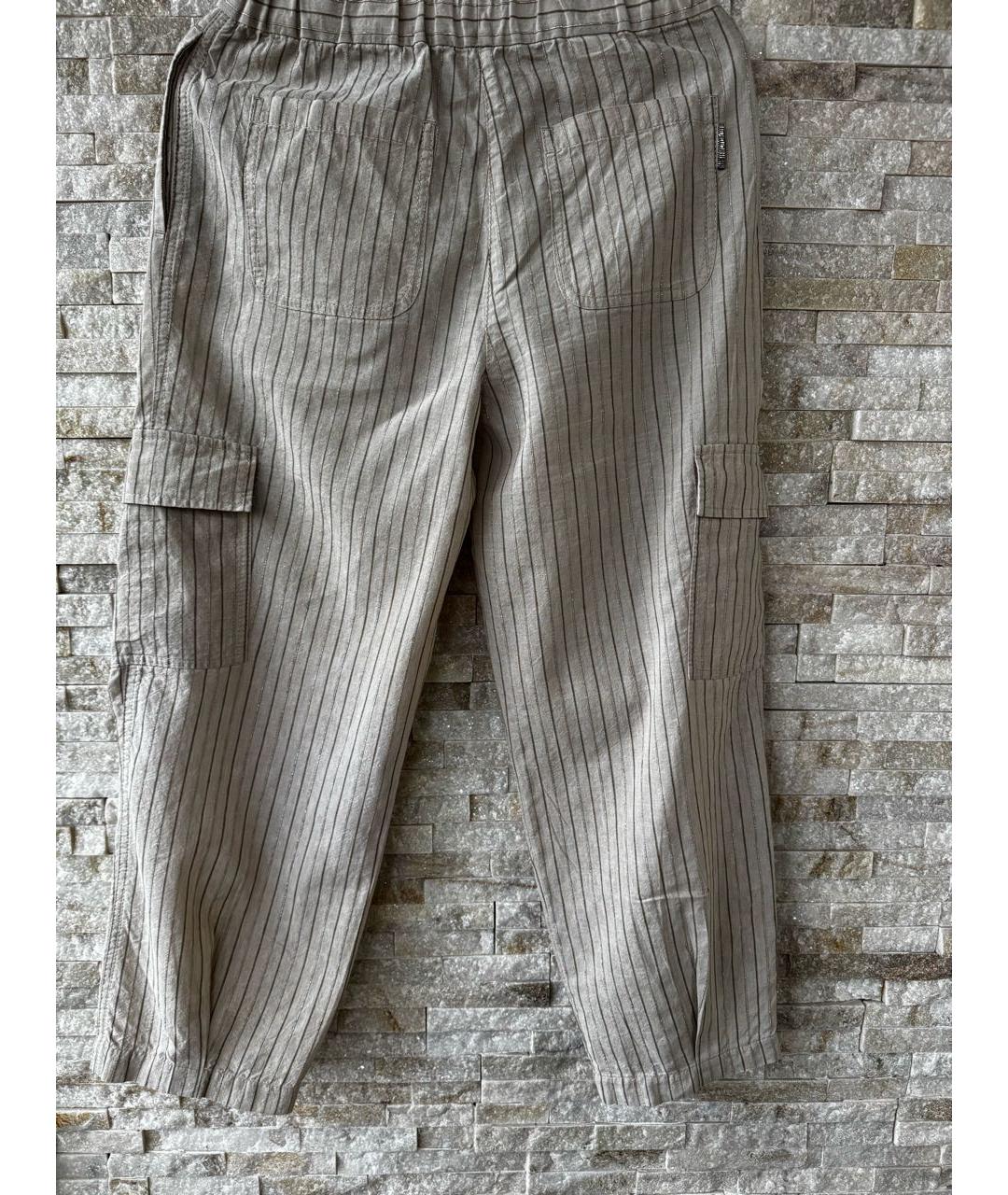 BRUNELLO CUCINELLI Бежевые льняные брюки и шорты, фото 3