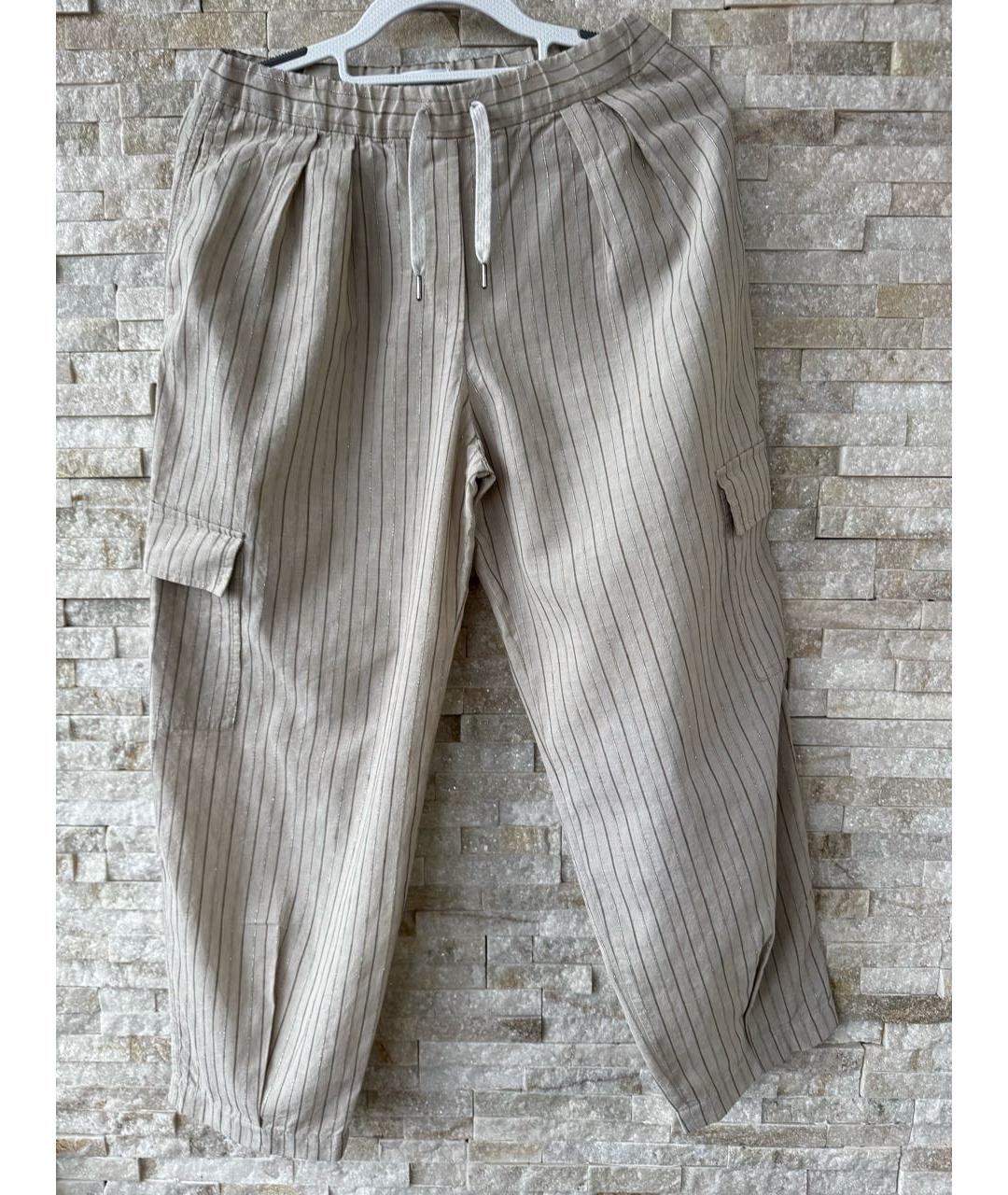 BRUNELLO CUCINELLI Бежевые льняные брюки и шорты, фото 6