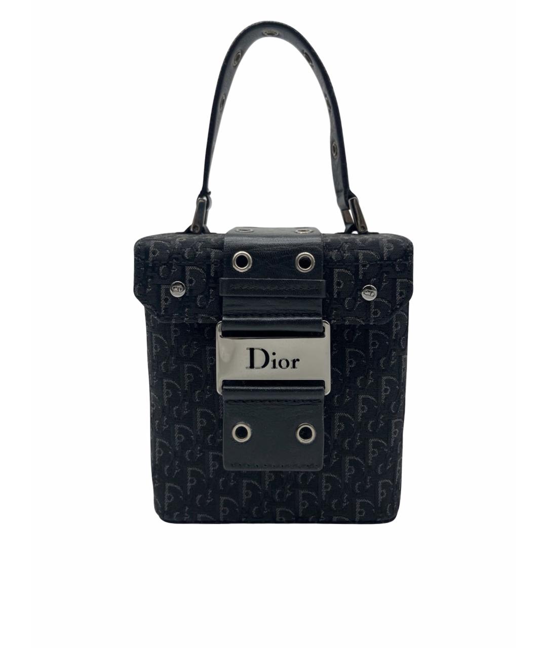 CHRISTIAN DIOR Черная жаккардовая сумка с короткими ручками, фото 1