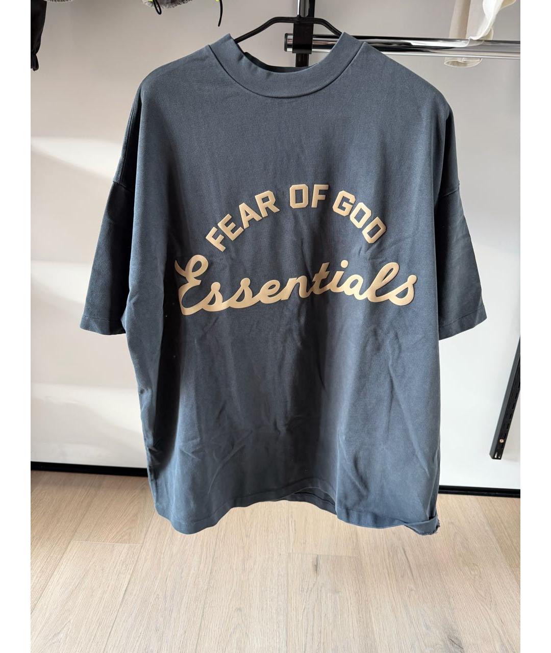FEAR OF GOD ESSENTIALS Антрацитовая хлопковая футболка, фото 4