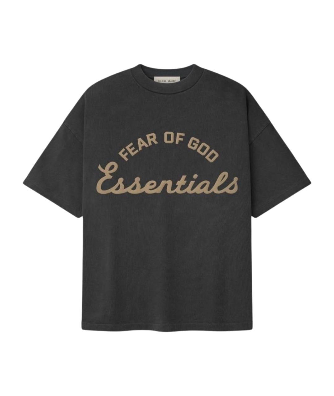 FEAR OF GOD ESSENTIALS Антрацитовая хлопковая футболка, фото 1