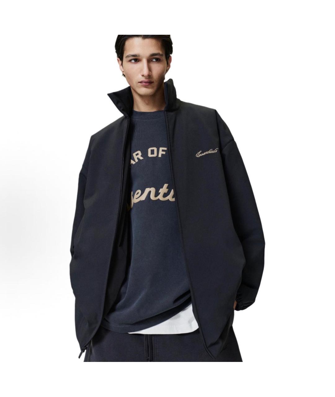 FEAR OF GOD ESSENTIALS Антрацитовая хлопковая футболка, фото 3