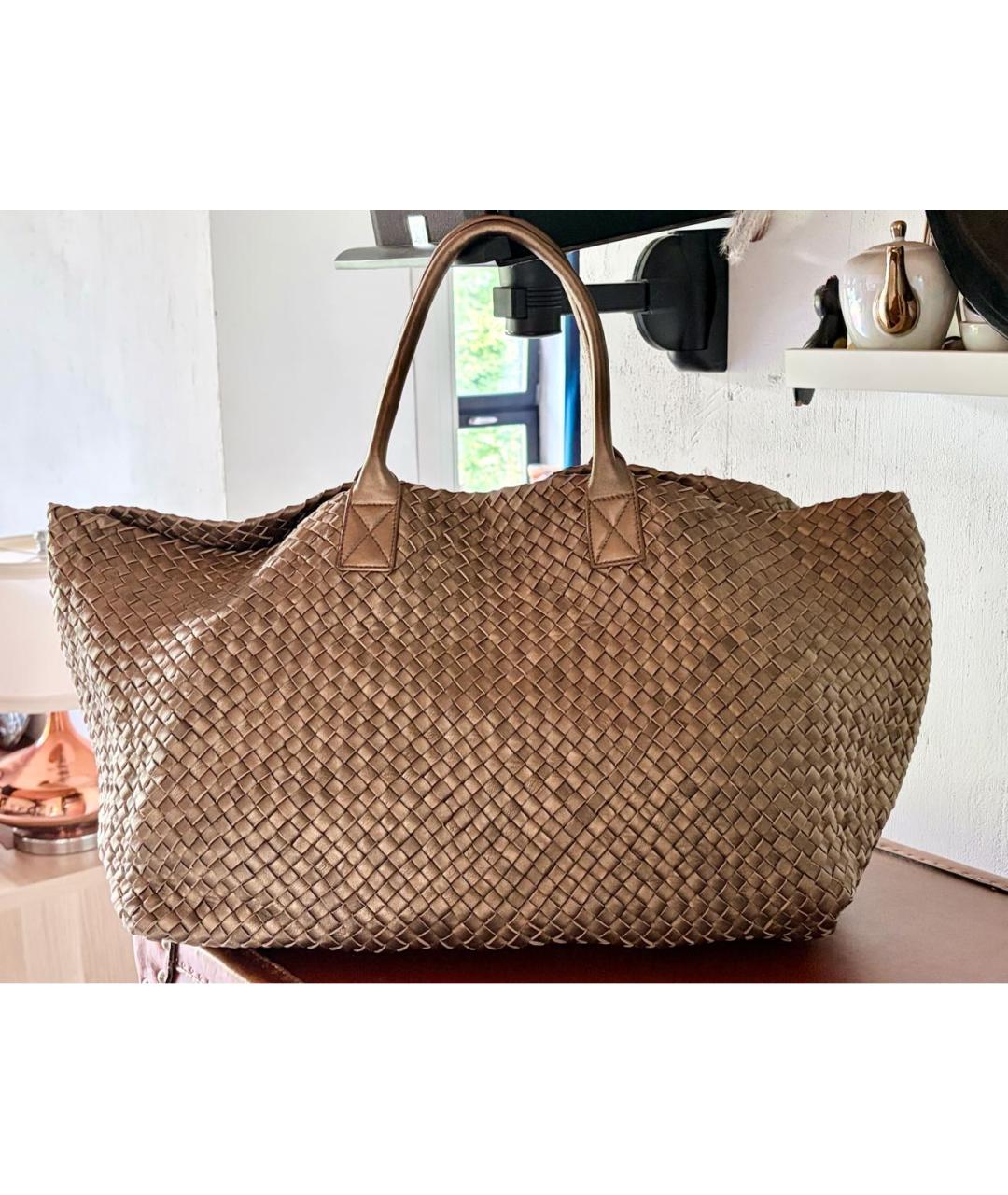 BOTTEGA VENETA Золотая кожаная сумка тоут, фото 4