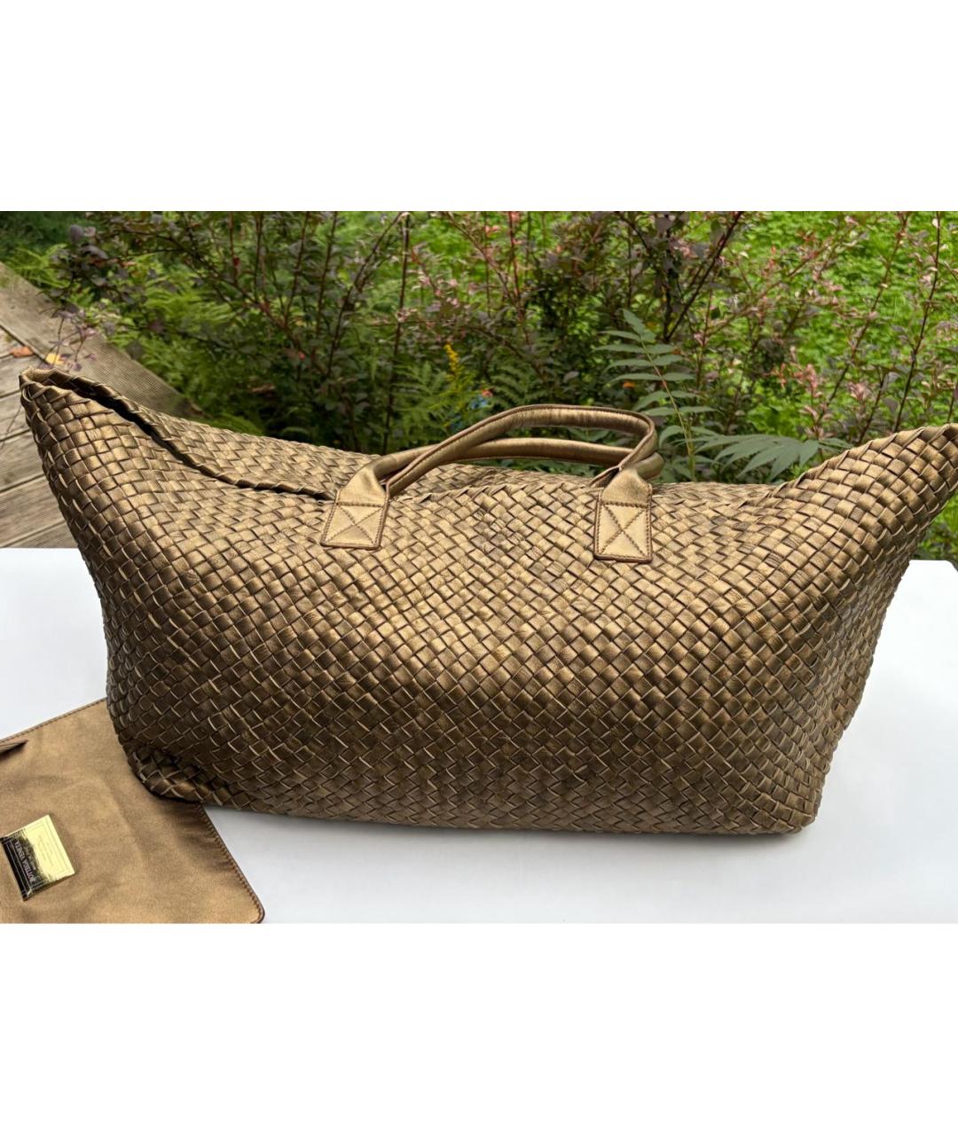 BOTTEGA VENETA Золотая кожаная сумка тоут, фото 3