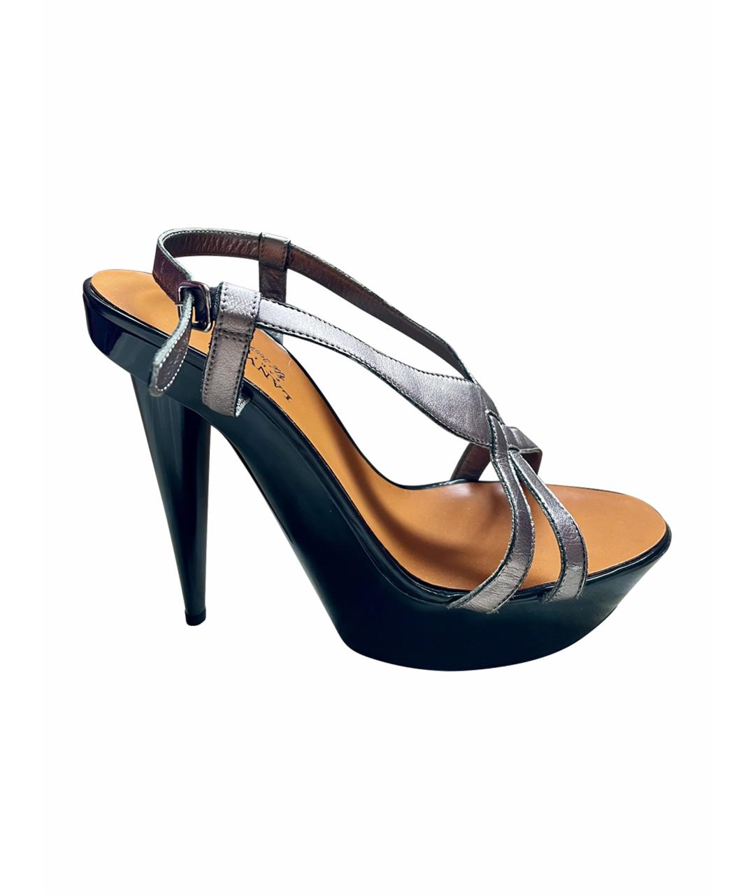LANVIN Серебряные кожаные босоножки, фото 1