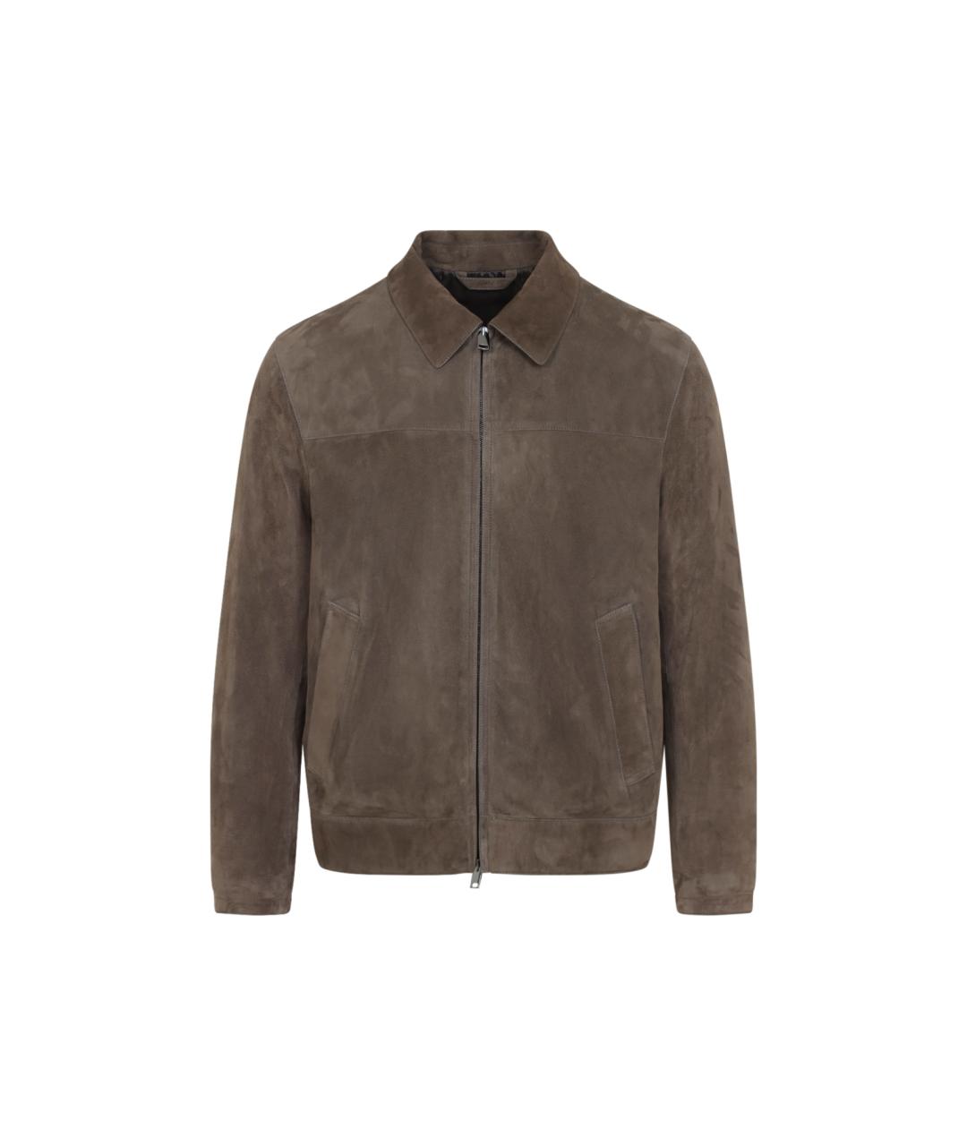 BRIONI Коричневая кожаная куртка, фото 1