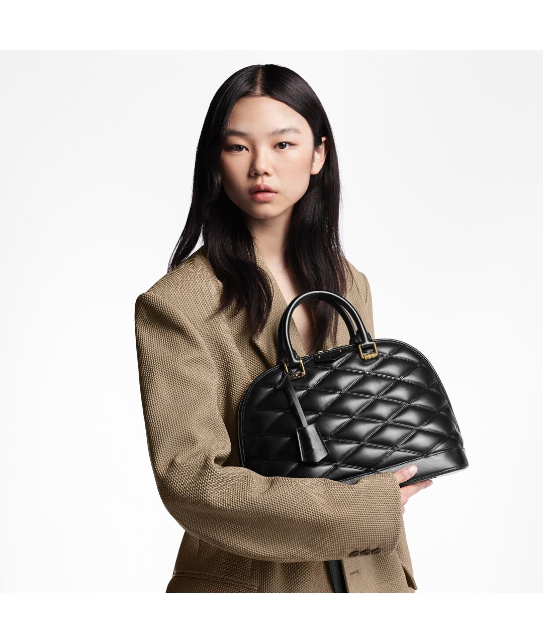LOUIS VUITTON Черная кожаная сумка с короткими ручками, фото 7