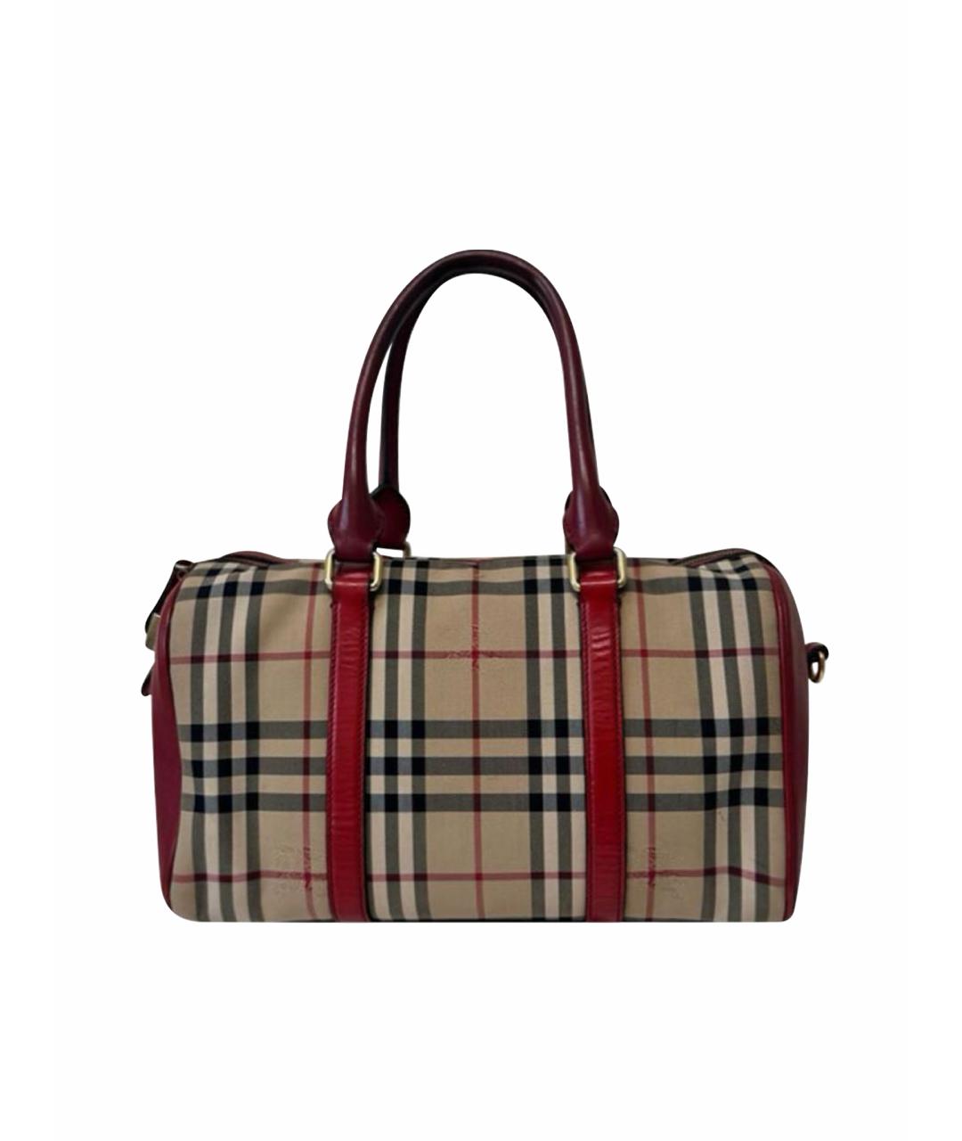 BURBERRY Бежевая тканевая сумка с короткими ручками, фото 1