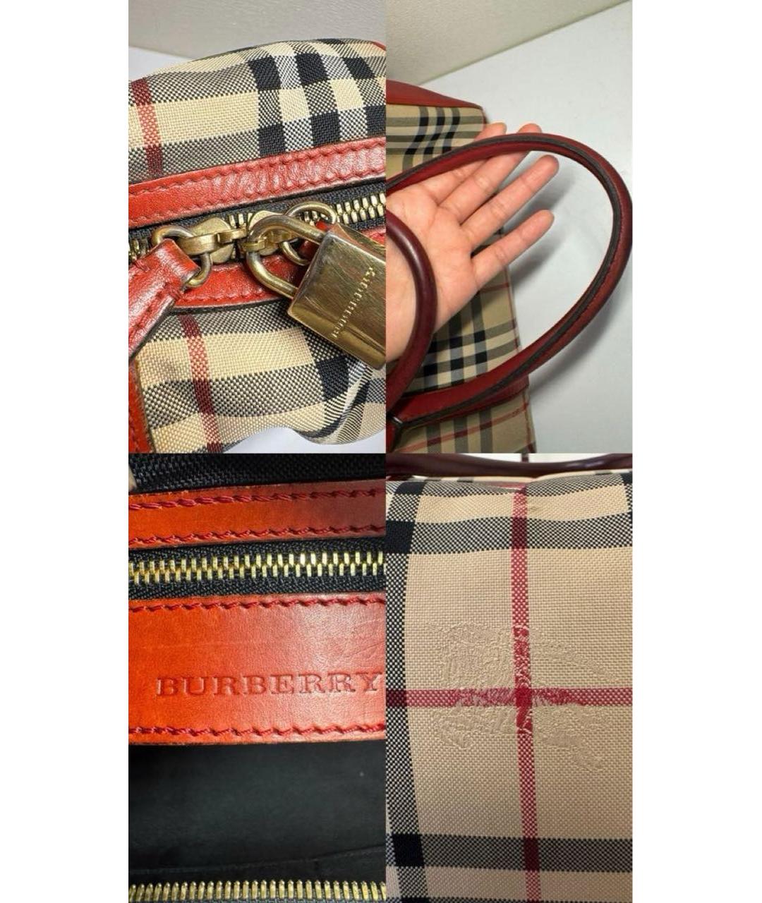 BURBERRY Бежевая тканевая сумка с короткими ручками, фото 6