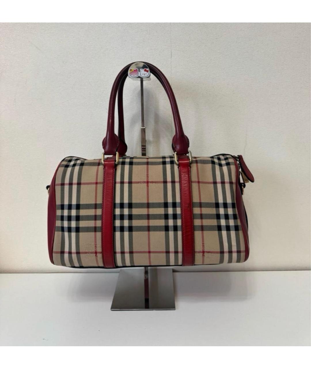 BURBERRY Бежевая тканевая сумка с короткими ручками, фото 2
