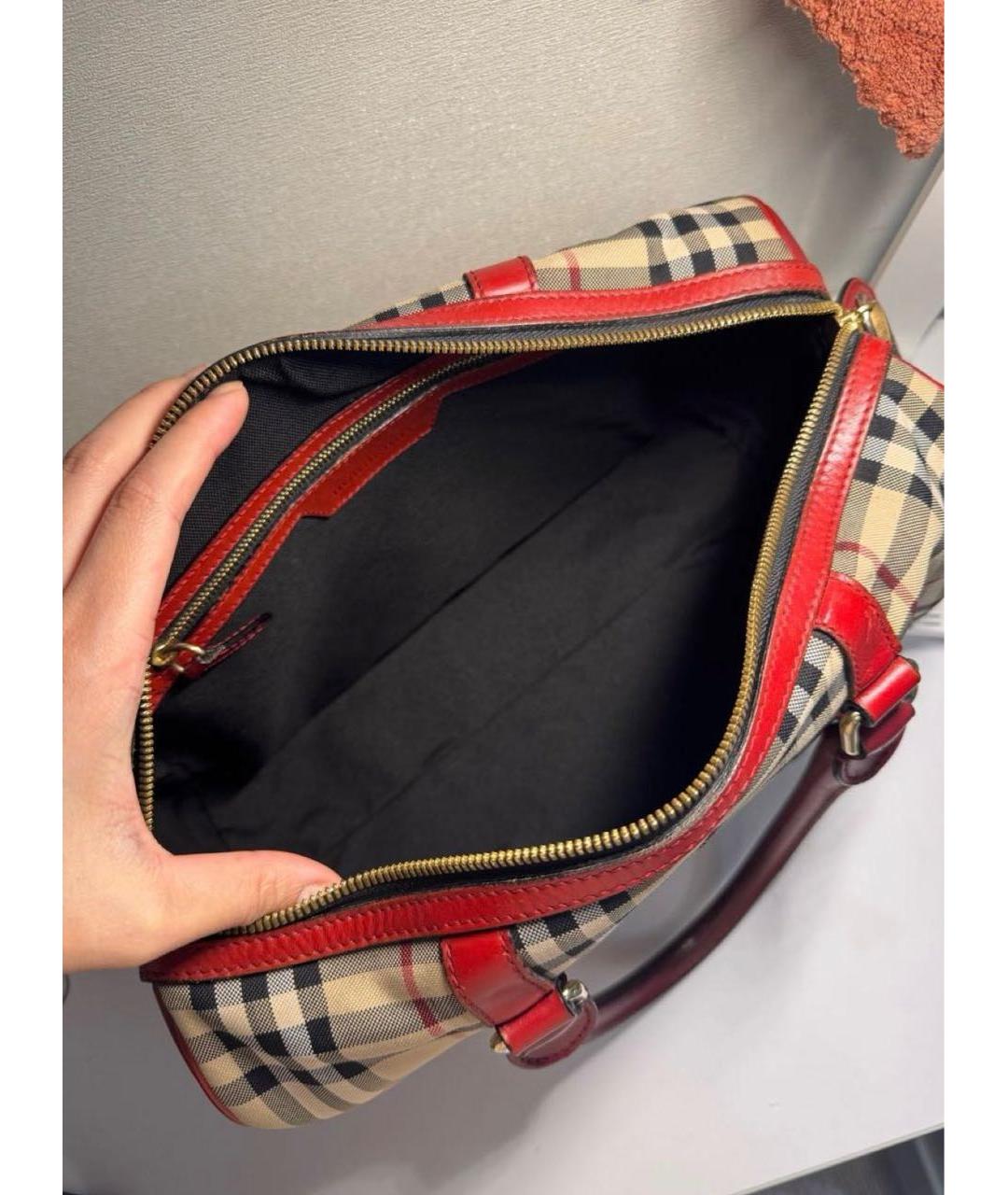 BURBERRY Бежевая тканевая сумка с короткими ручками, фото 4