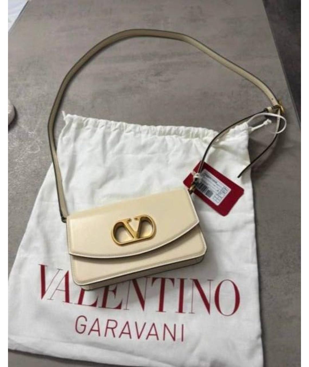 VALENTINO Бежевая кожаная сумка через плечо, фото 2
