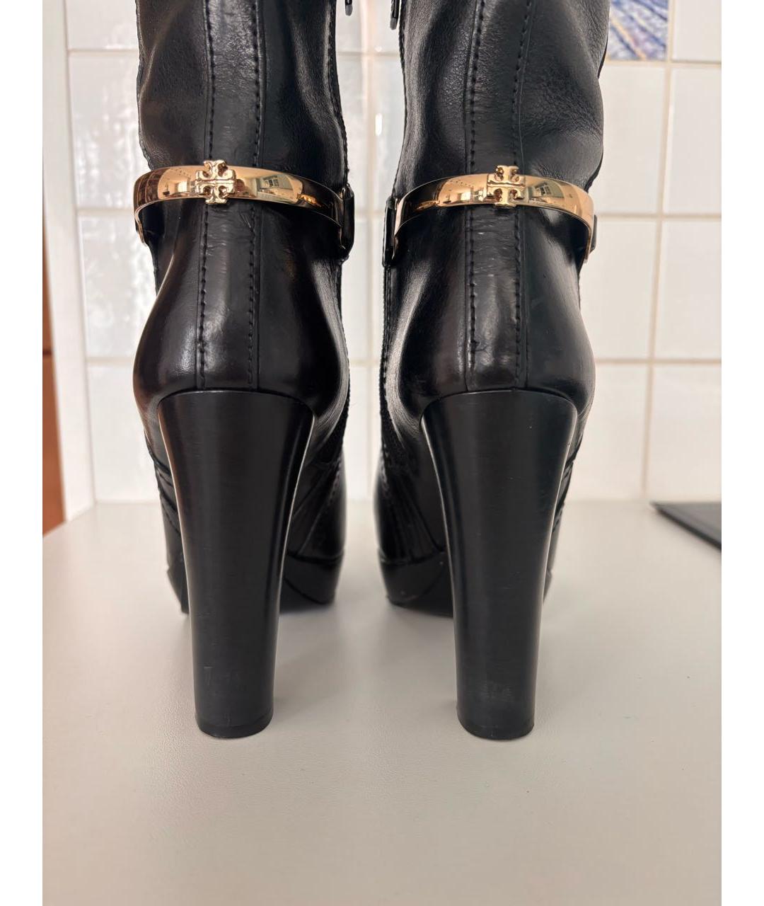 TORY BURCH Черные кожаные сапоги, фото 4