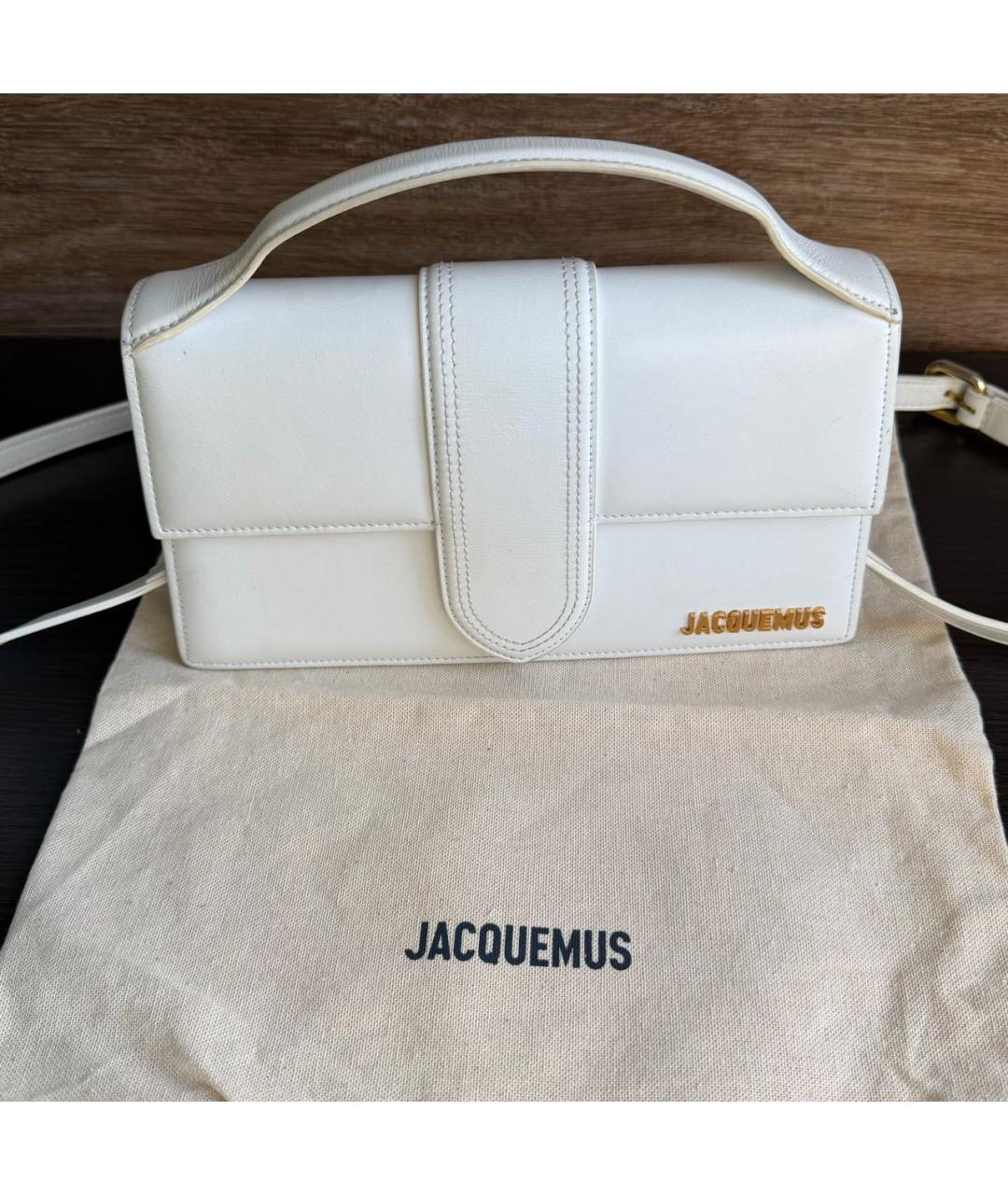 JACQUEMUS Белая кожаная сумка с короткими ручками, фото 4